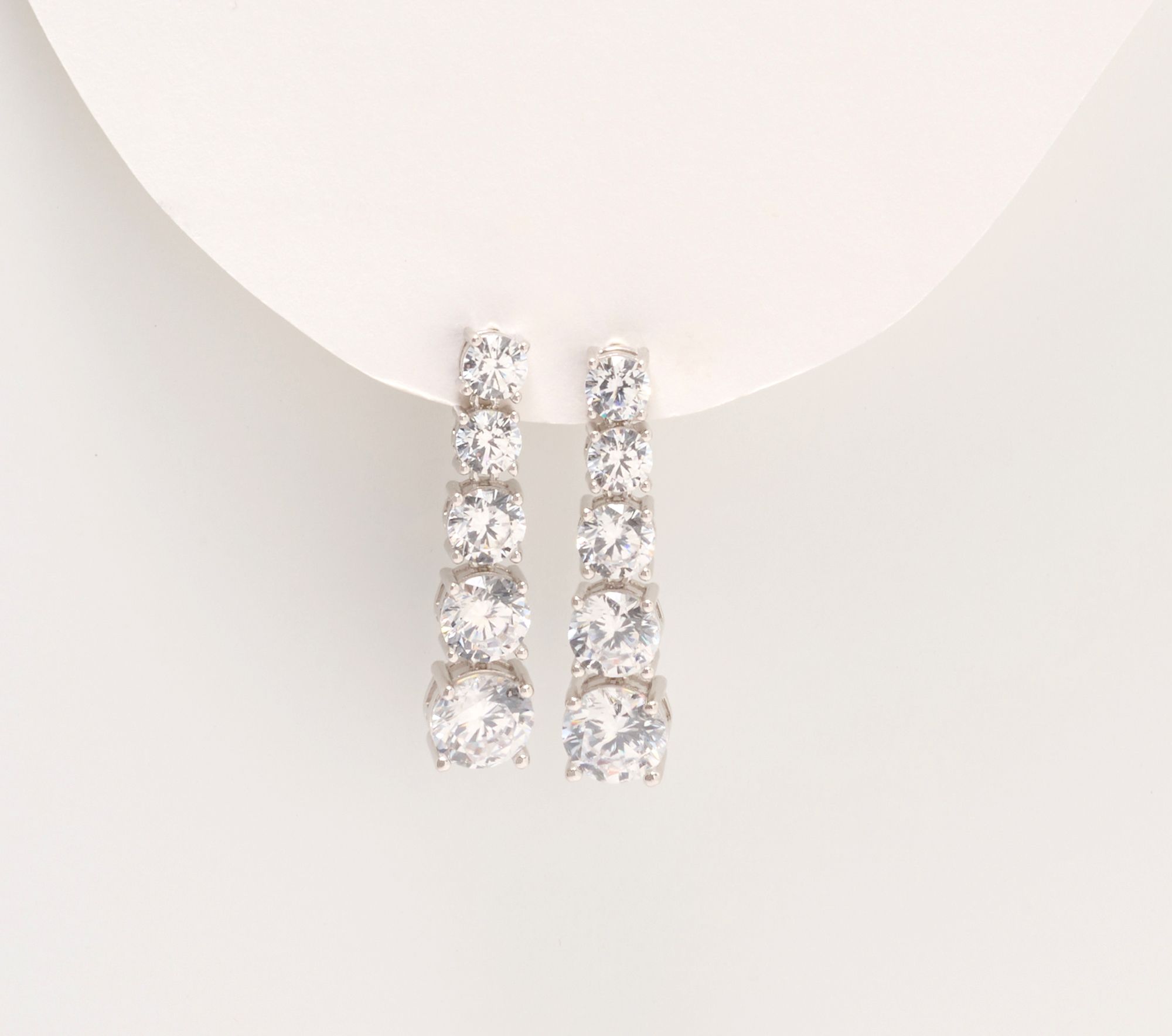 Diamonique x Jennifer Miller Graduated Drop Earrings, Sterling Silver