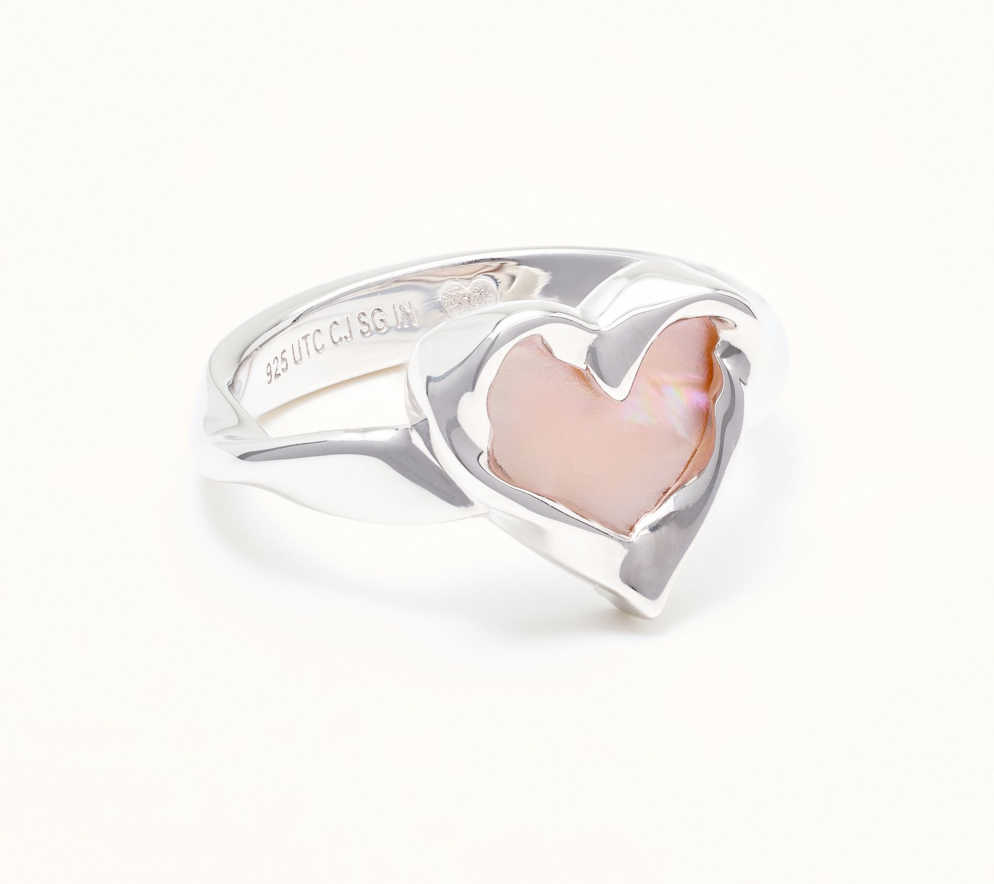 Christian James by Scott Grimes Mother-of-Pearl Heart Ripple Ring, Sterling