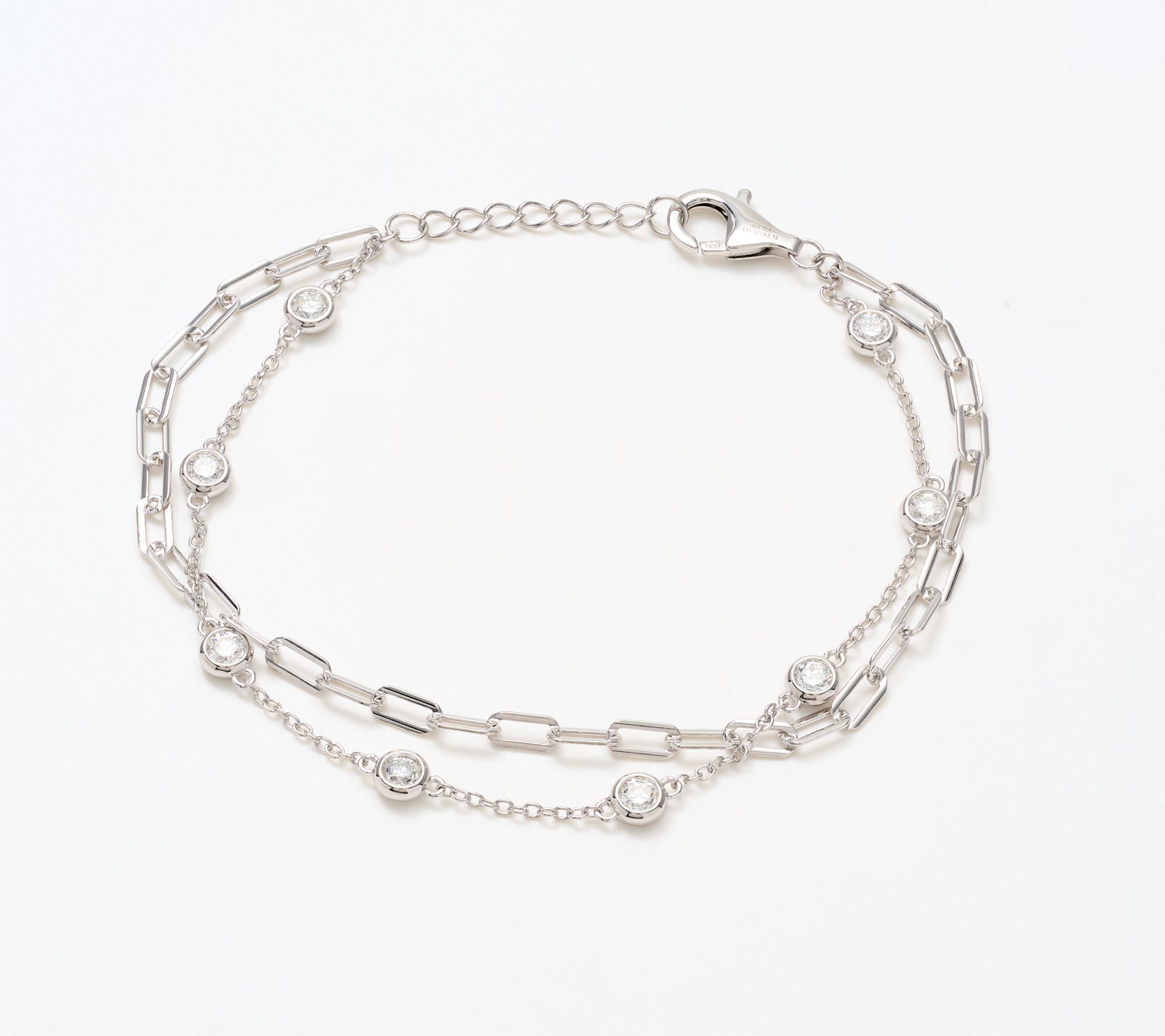 Fire Light Lab Grown Diamonds 1.28 cttw 2 Chain Bracelet, Sterl