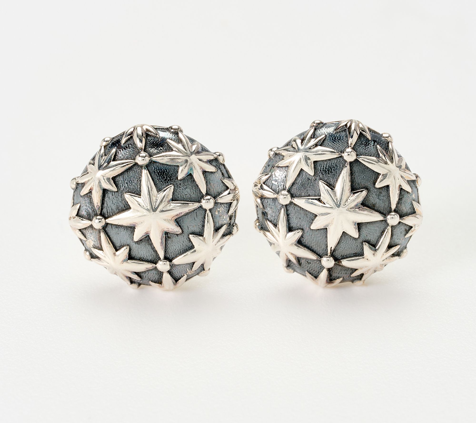 JAI Sterling Silver Symbols of Love Textured Stud Earrings