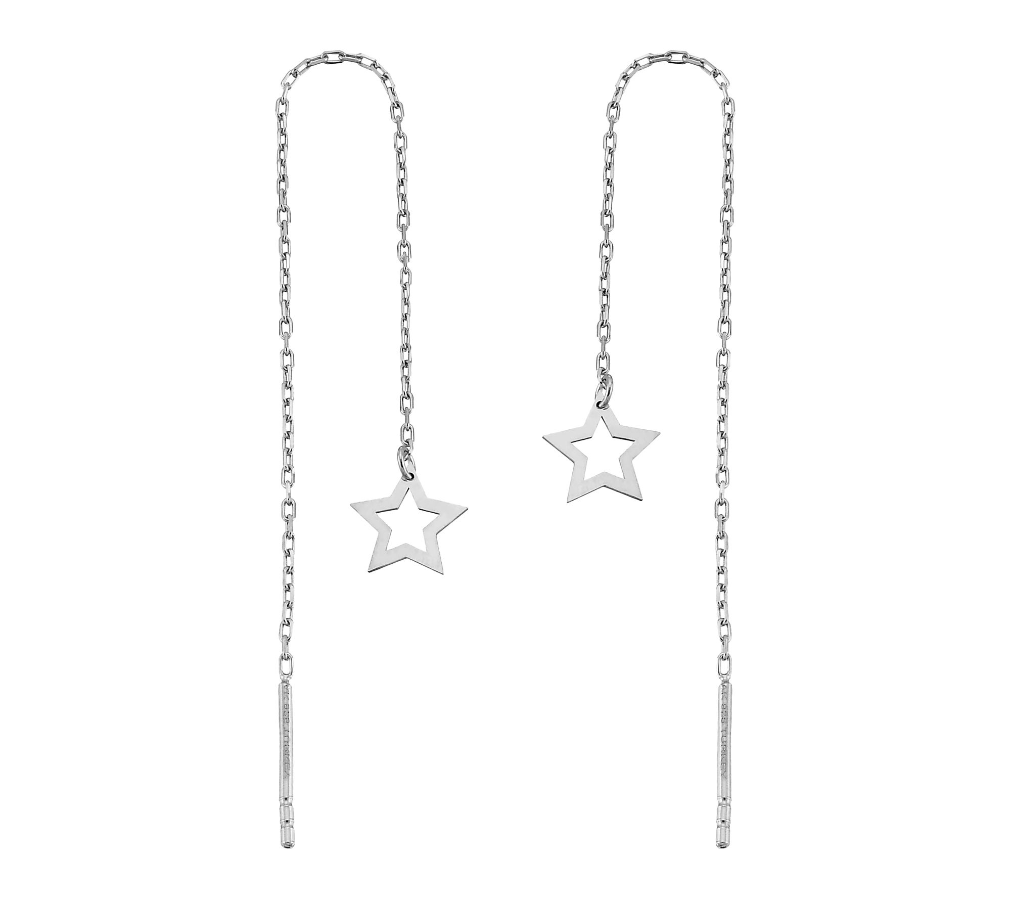 Silver Style Open Star Threader Earrings, Sterling