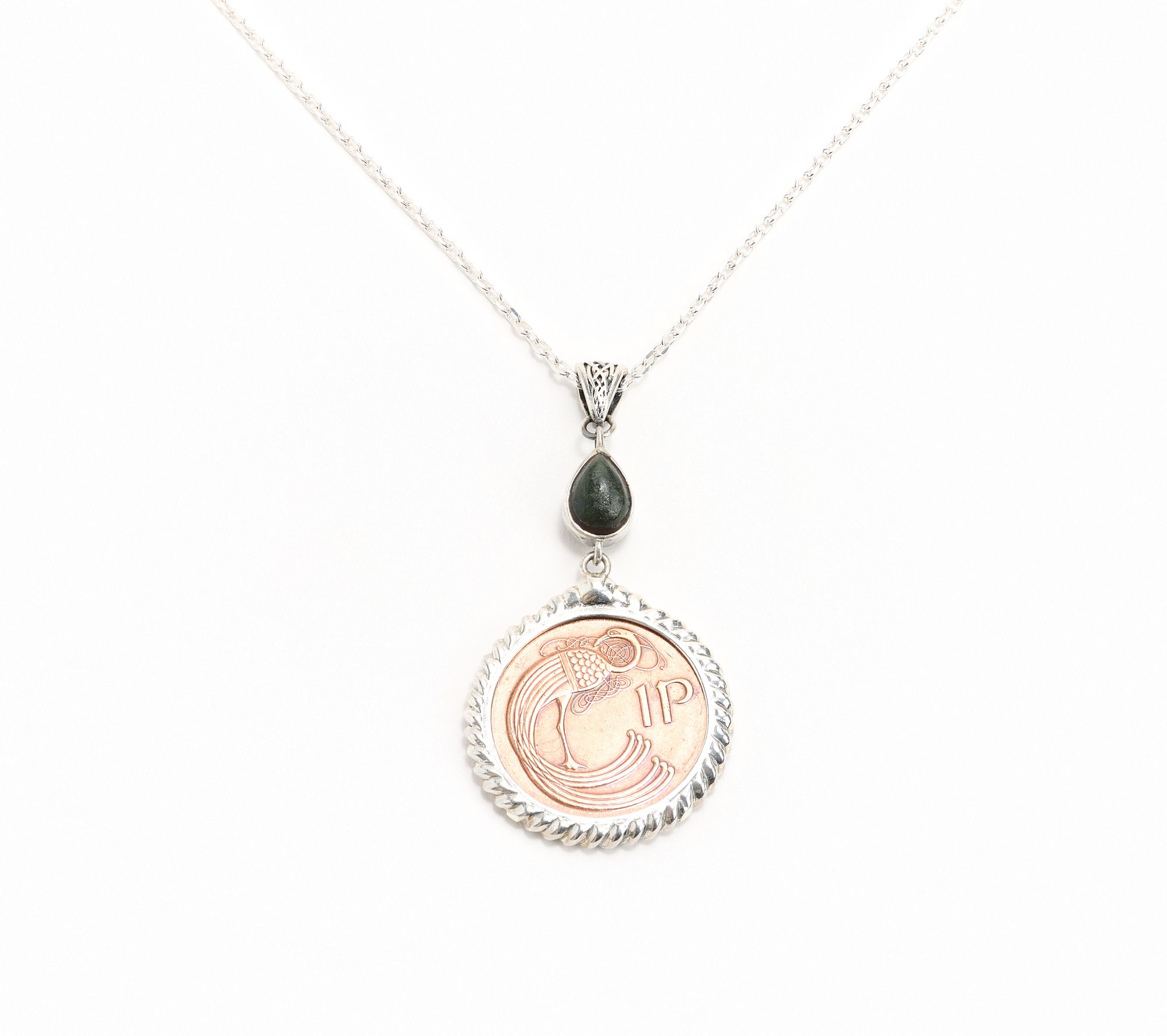 "As Is " Connemara Marble Luck Penny Coin Pendant