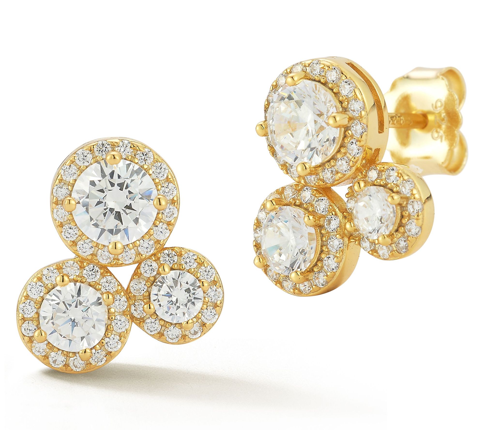 Sterlina Silver Pave Cluster Stud Earrings, Sterling