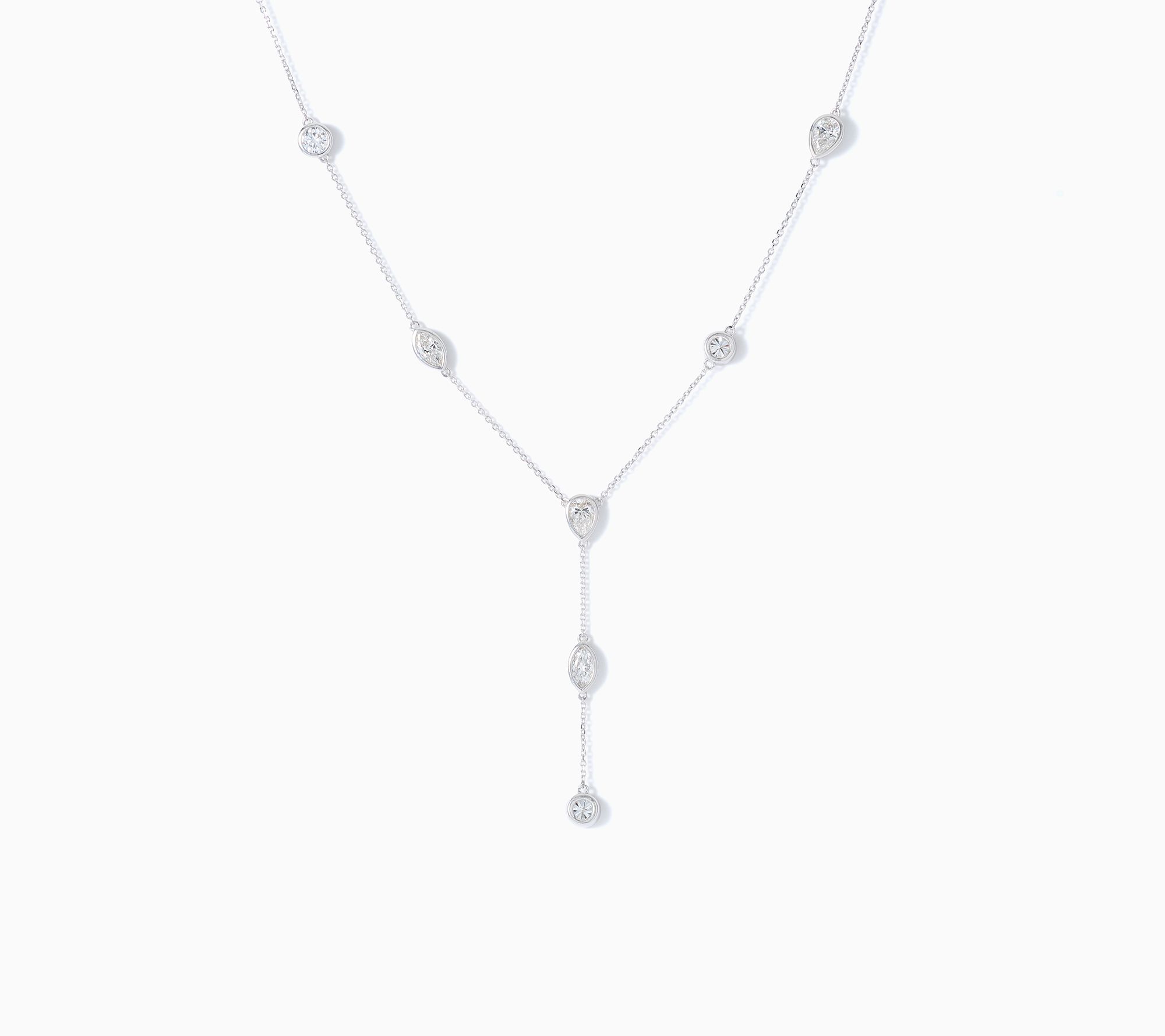 Fire Light Lab Grown Diamonds 1.50 ctw Mixed Shape Necklace, Sterling Silver