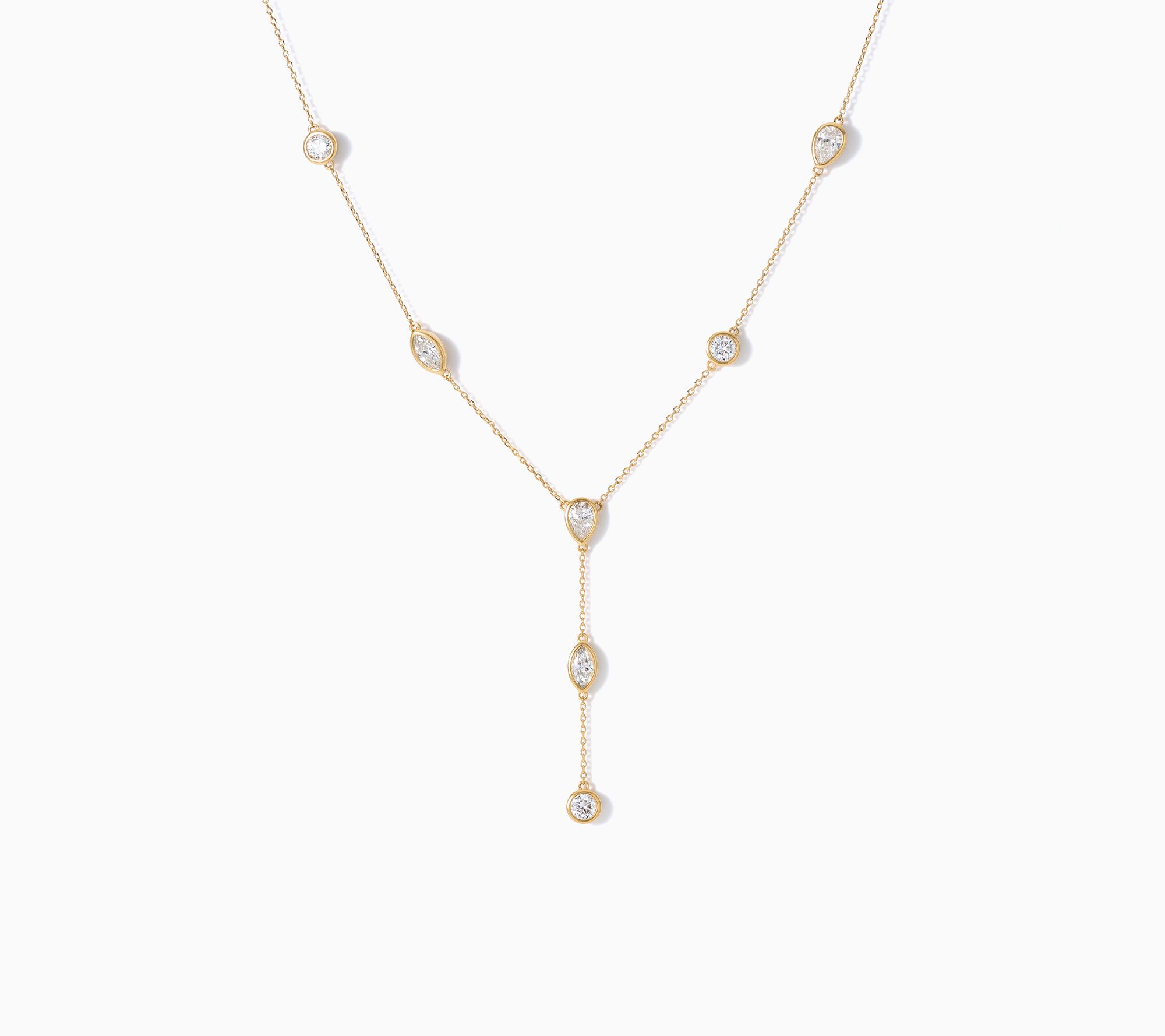 Fire Light Lab Grown Diamonds 1.50 ctw Mixed Shape Necklace, Sterling Silver