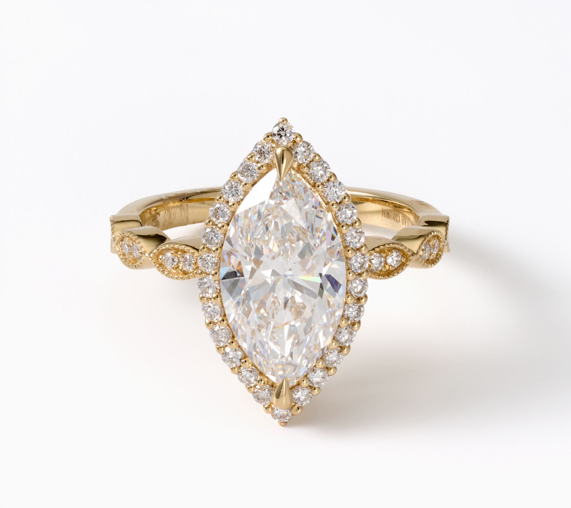  Smiling Rocks Lab Grown Diamonds 3.41 ctw Marquise Ring, 14K Gold