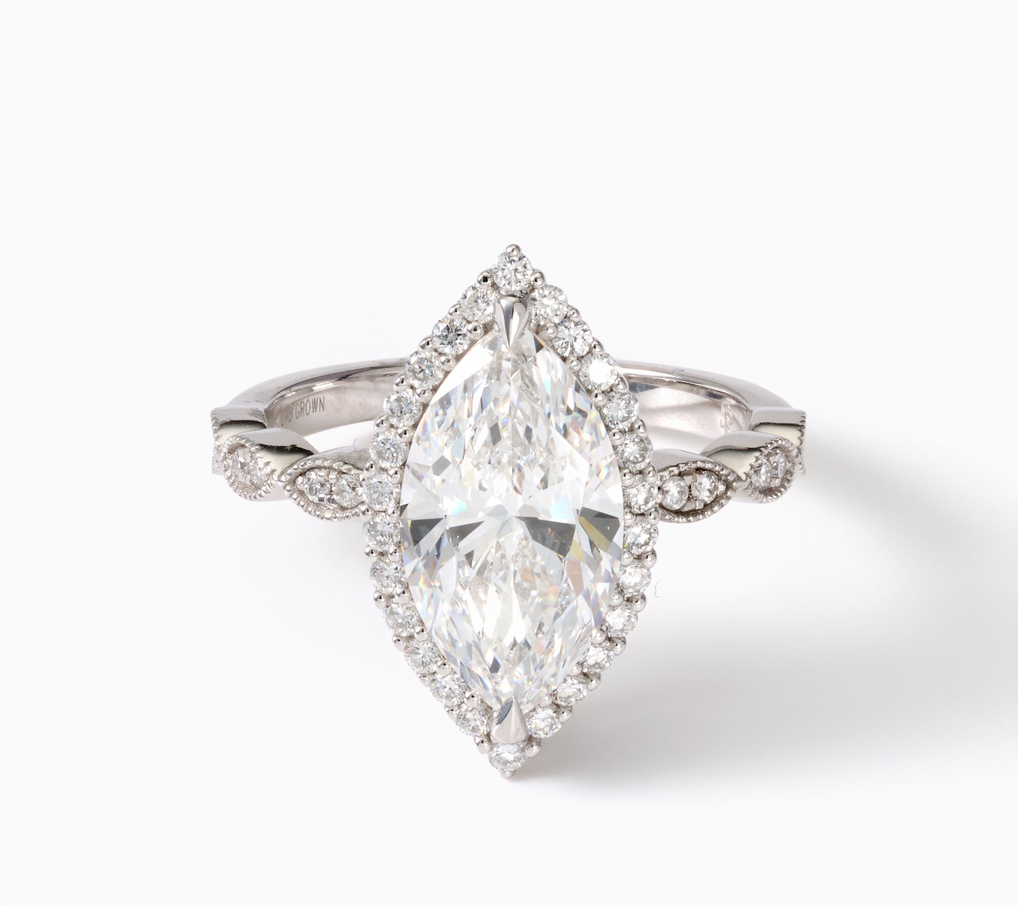 Smiling Rocks Lab Grown Diamonds 3.41 ctw Marquise Ring, 14K Gold