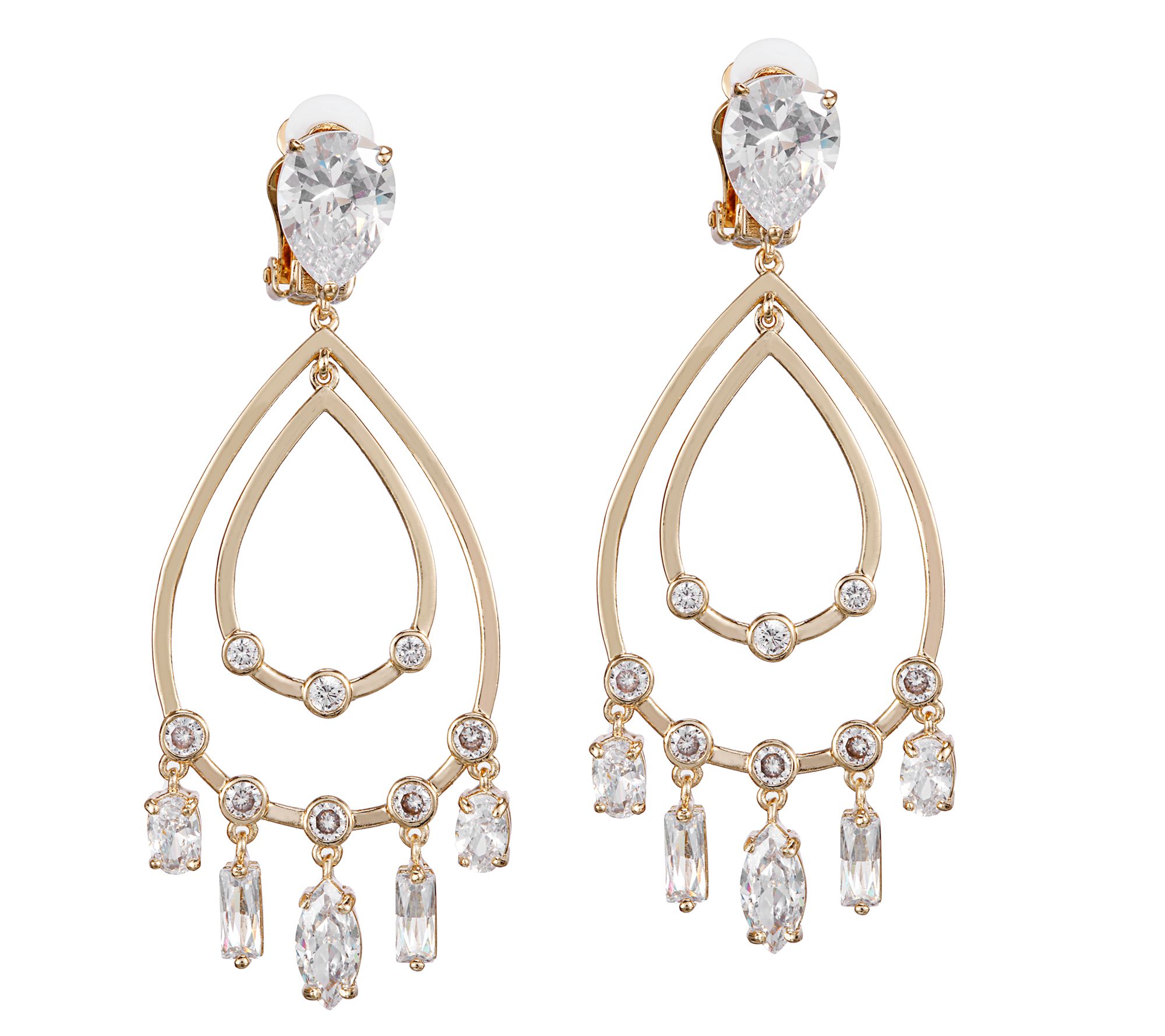 Nina Jewelry Frontal Pear-Shaped Hoop Earrings - QVC.com