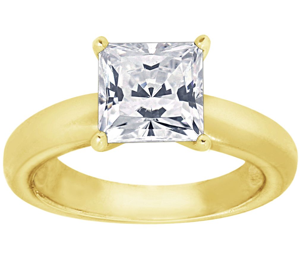 Diamonique 1.50cttw Princess-Cut Solitaire Ring, Sterling