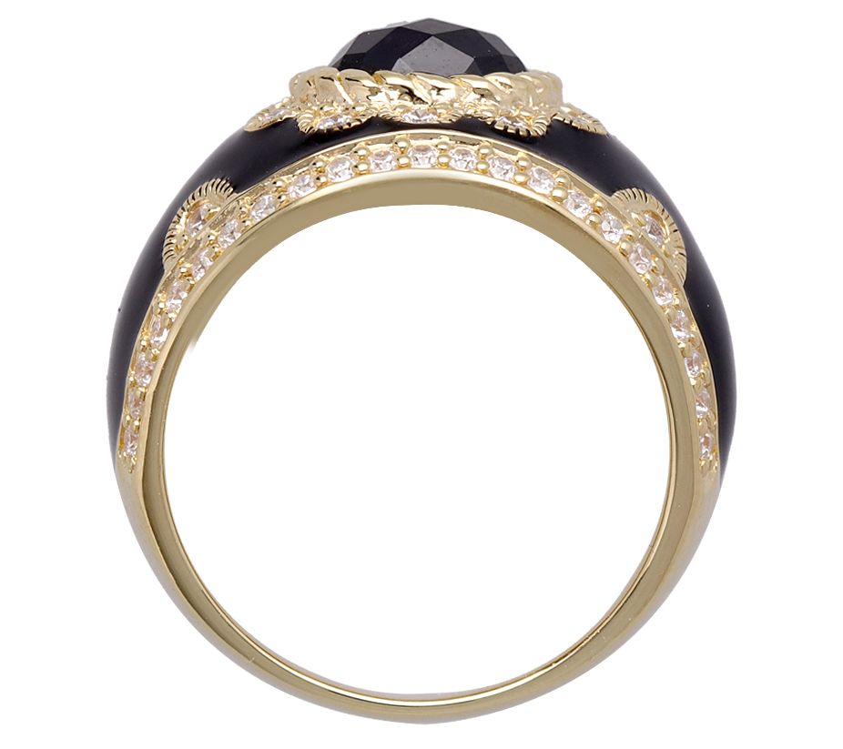 Judith Ripka 14K Clad Black Spinel Diamonique Enamel Ring