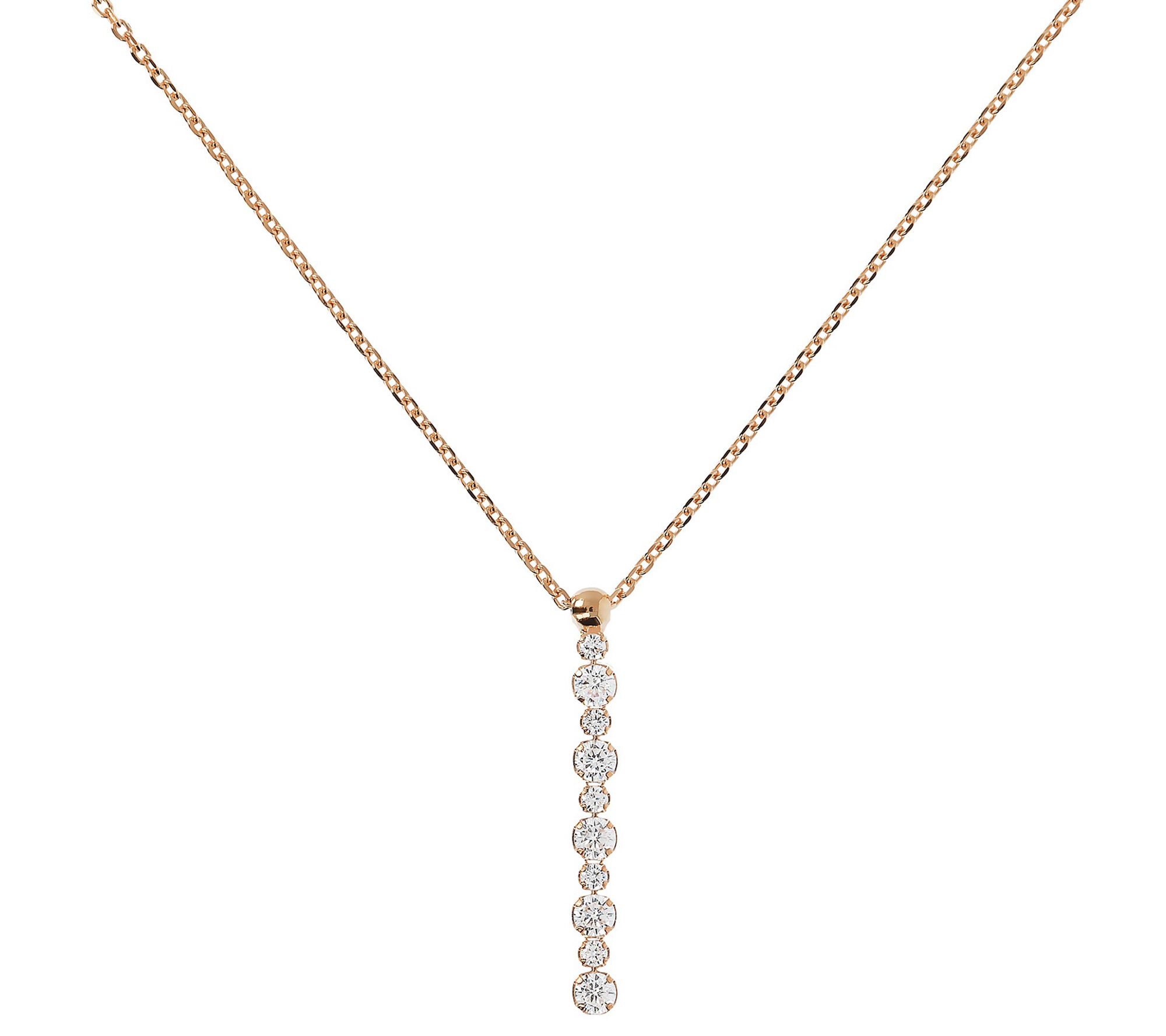 Diamonique 1 cttw Linear Drop Necklace, Sterling - QVC.com