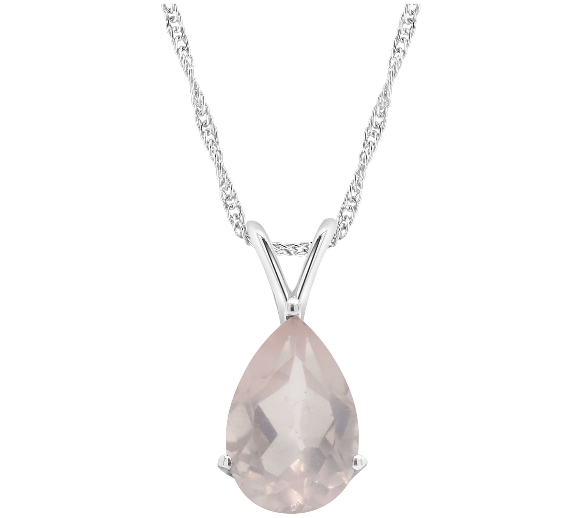 Sterling Pear-Shaped Solitaire Gemstone Pendant w/ 18" Chain