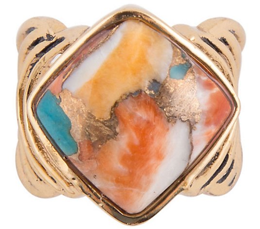 Barse Composite Spiny Oyster & Turquoise w/ Met al Matrix Ring