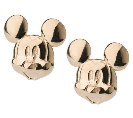 Two Tone Brass Mickey Mouse Love Stud Earrings Disney Mickey Mouse