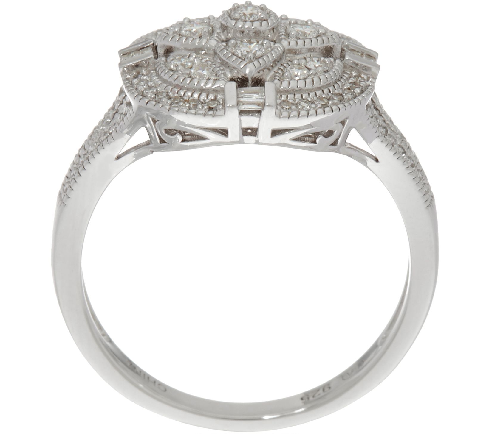 White Diamond Vintage Ring Sterling 3/10 cttw by Affinity - QVC.com