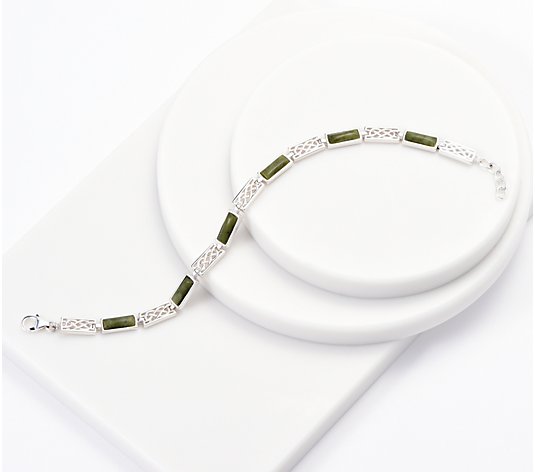 Connemara Marble Sterling Silver Celtic Link Bracelet