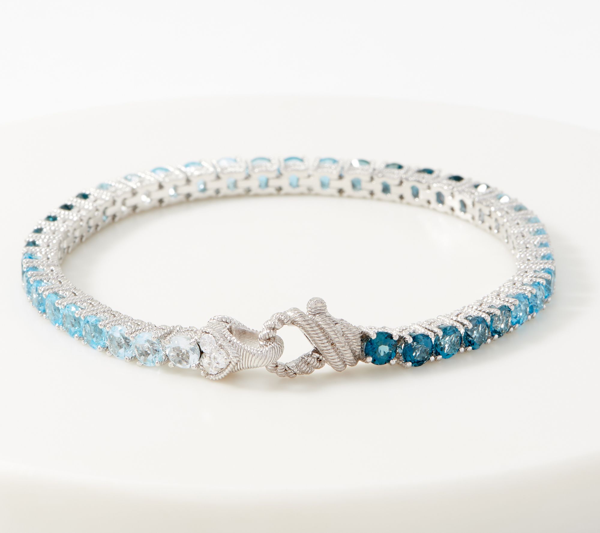 "As Is" Judith Ripka Sterling Ombre Gemstone Tennis Bracelet 8.00 cttw