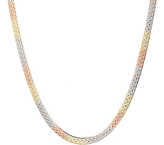 Italian Silver Tri-color 20" Herringbone Necklace, 8.0g