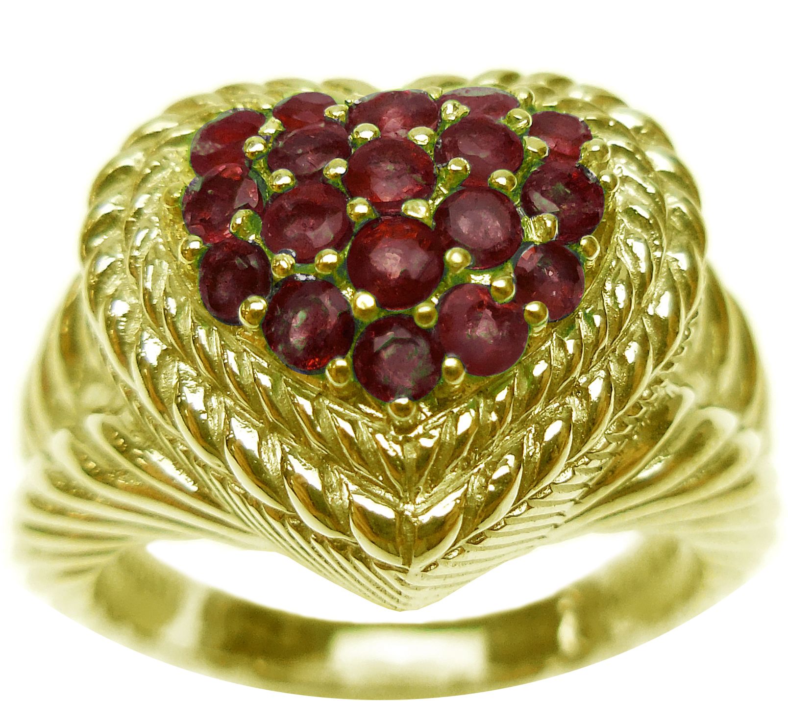 Judith Ripka 14K Clad Pave' 0.60 cttw Ruby Heart Ring - QVC.com