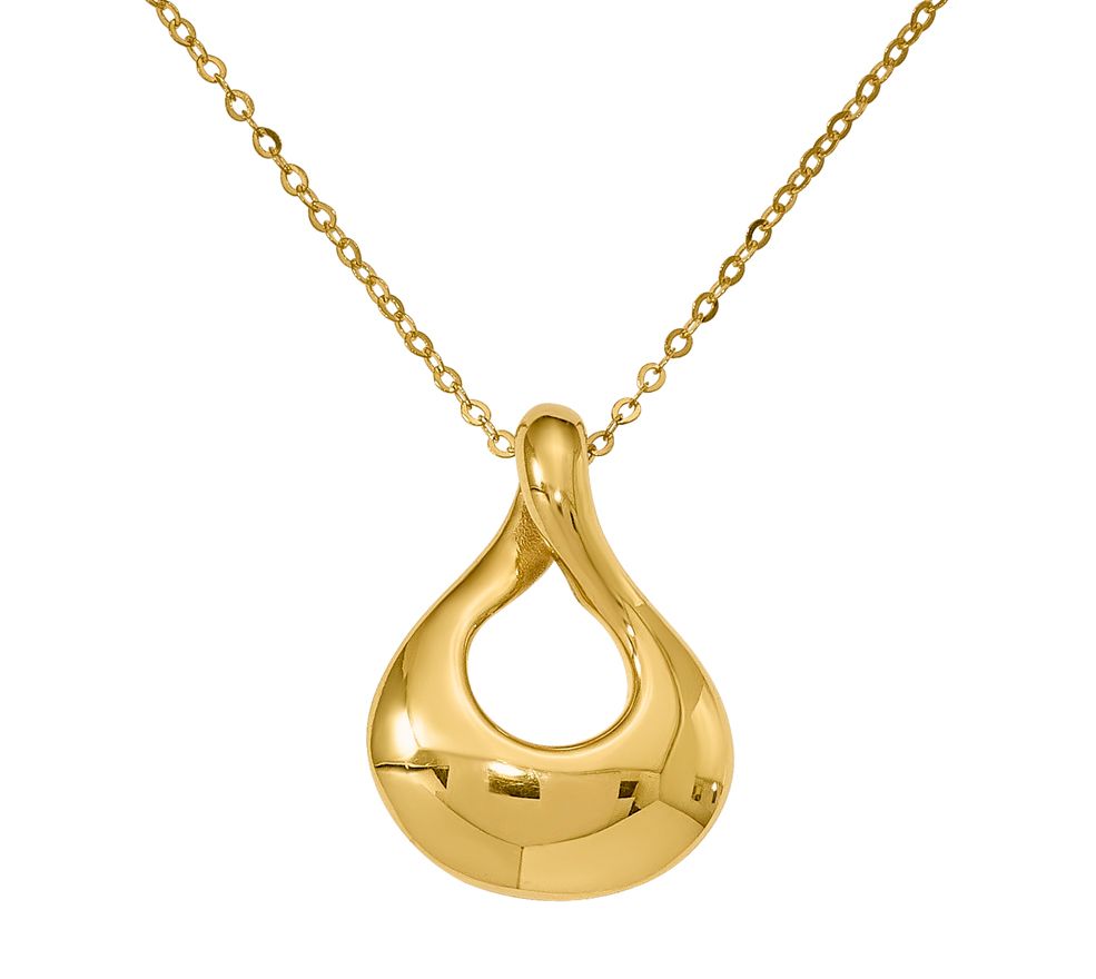 Italian Gold Tear Drop Pendant w/ Chain, 14K - QVC.com