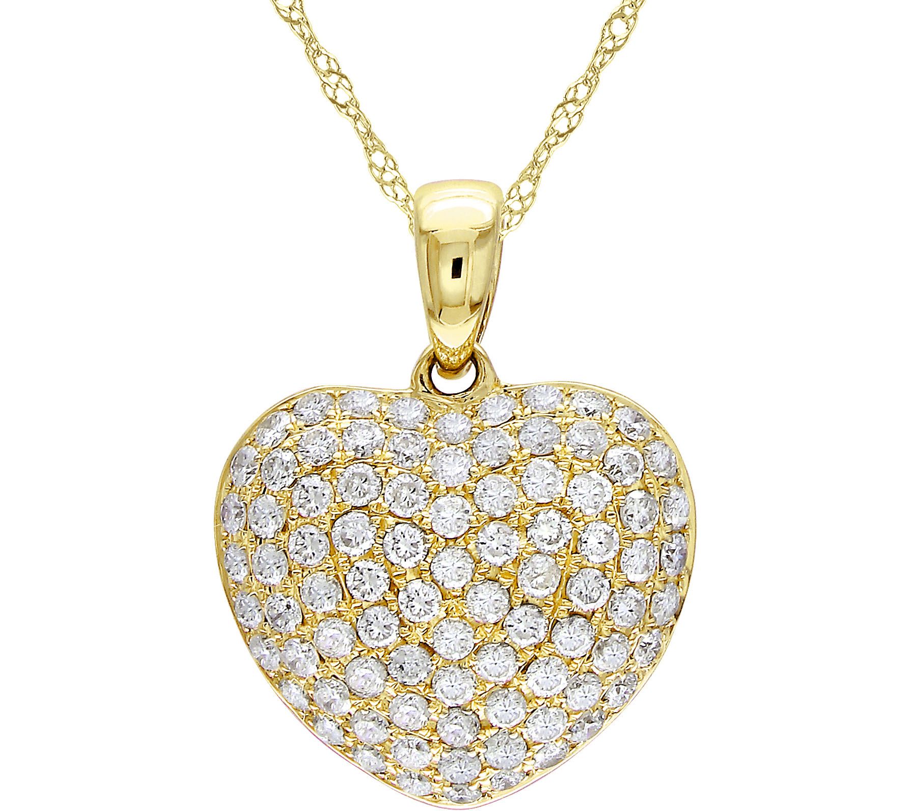 Affinity 14K Gold 1/2 cttw Diamond Heart Pendant w/ Chain - QVC.com