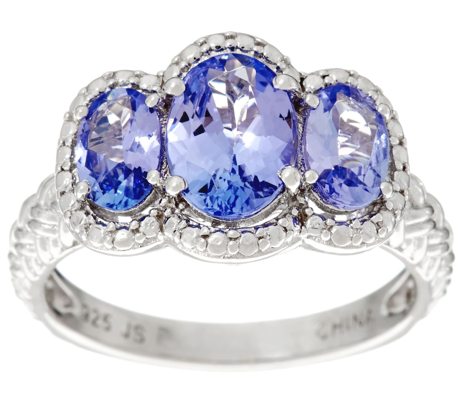 1.50 cttw 3-Stone Oval Tanzanite Ring, Sterling - QVC.com