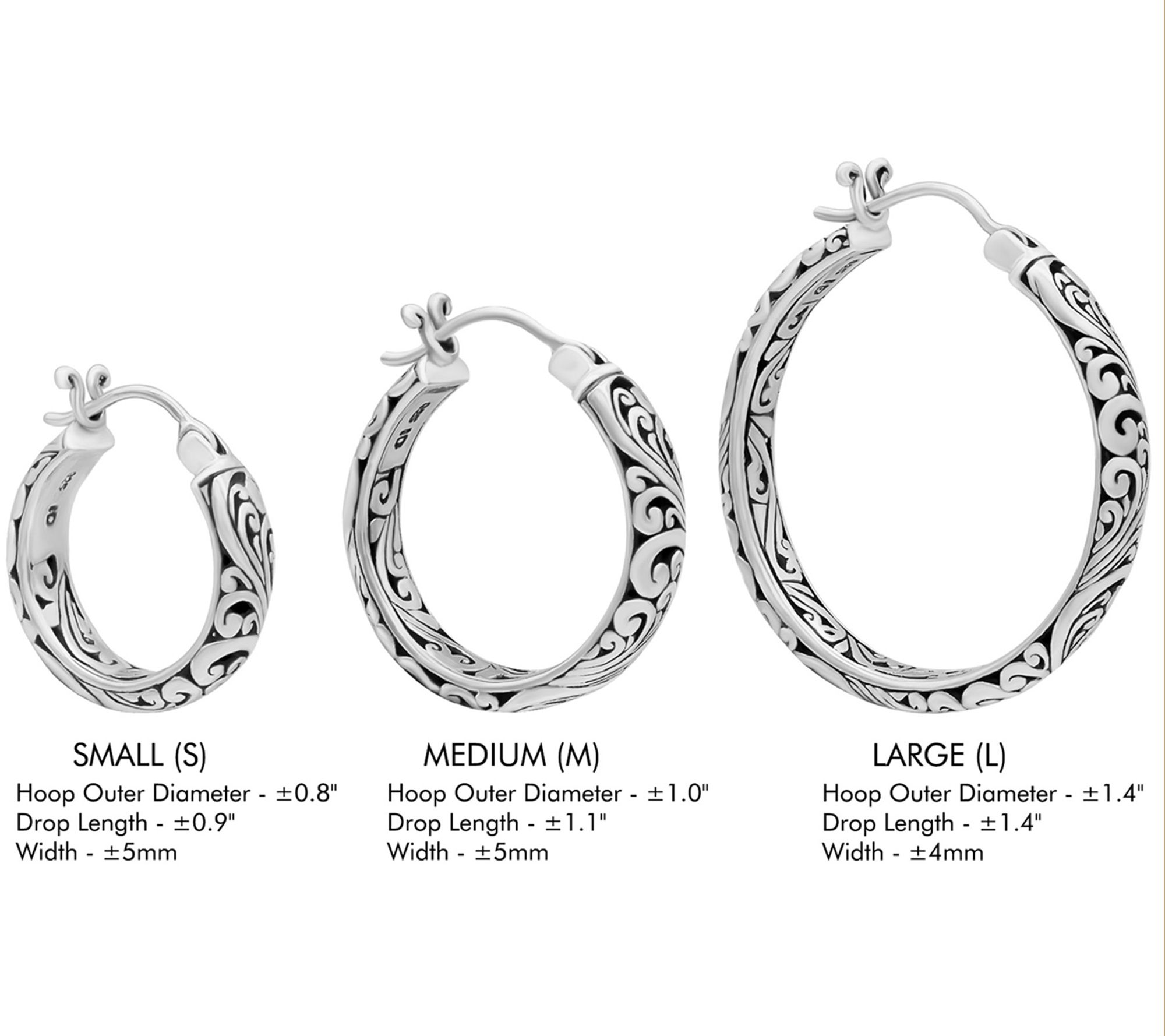 DEVATA Bali Sterling Silver 925 Byzantine 20mm Hoop Earrings DHN3338SS