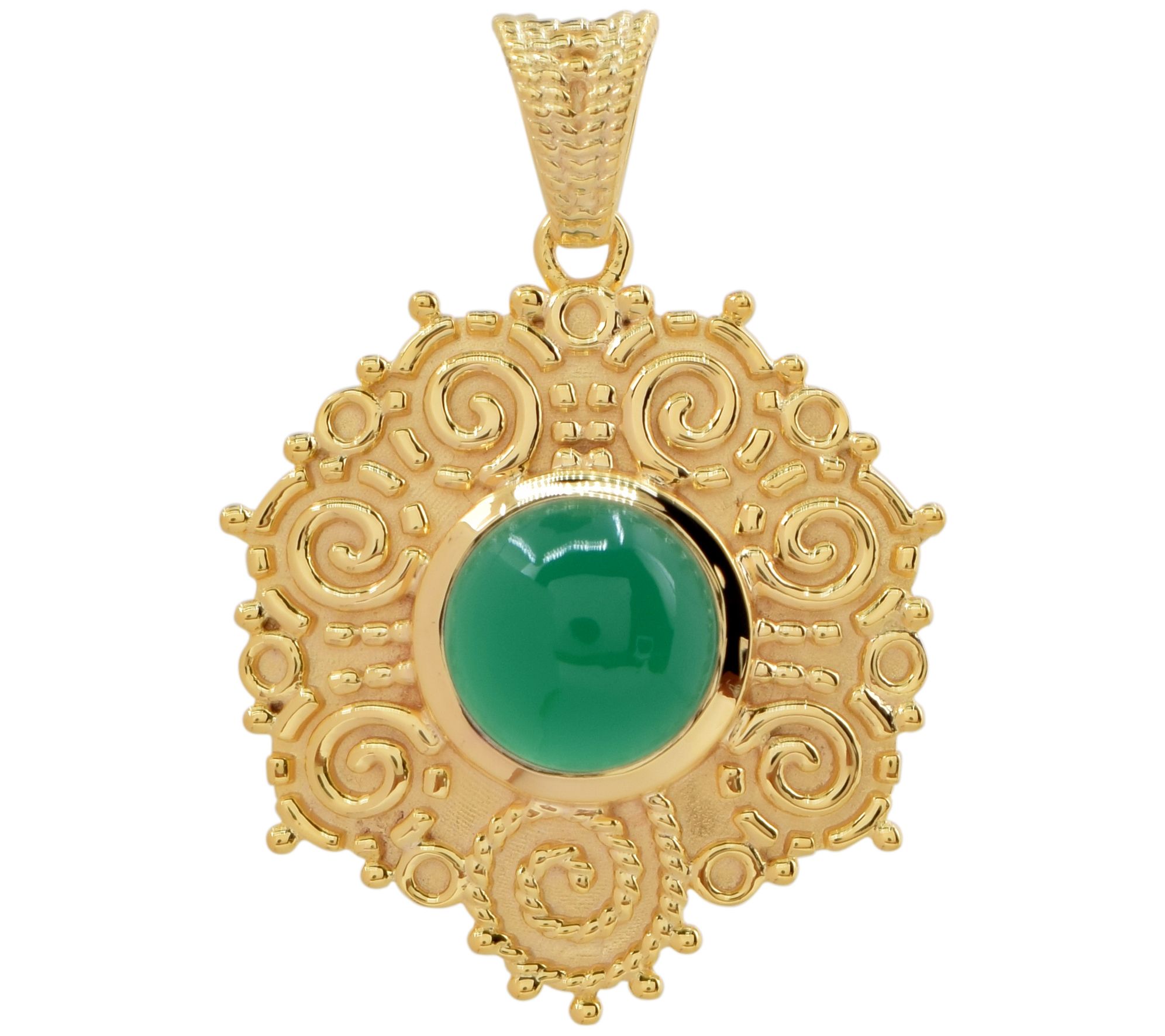 Artisan Crafted Sterling Chalcedony Pendant, 14K Gold Plated