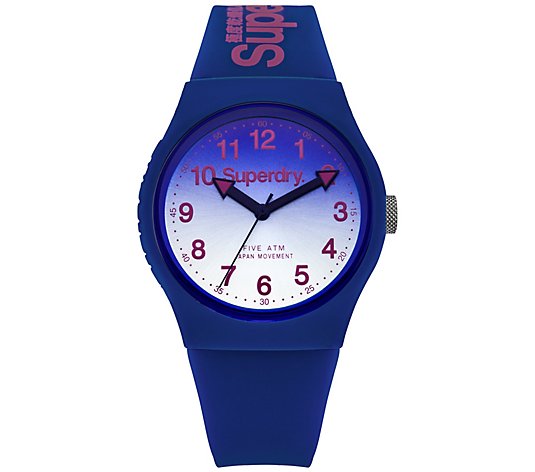 Superdry Unisex Blue & Pink Silicone Strap Watch