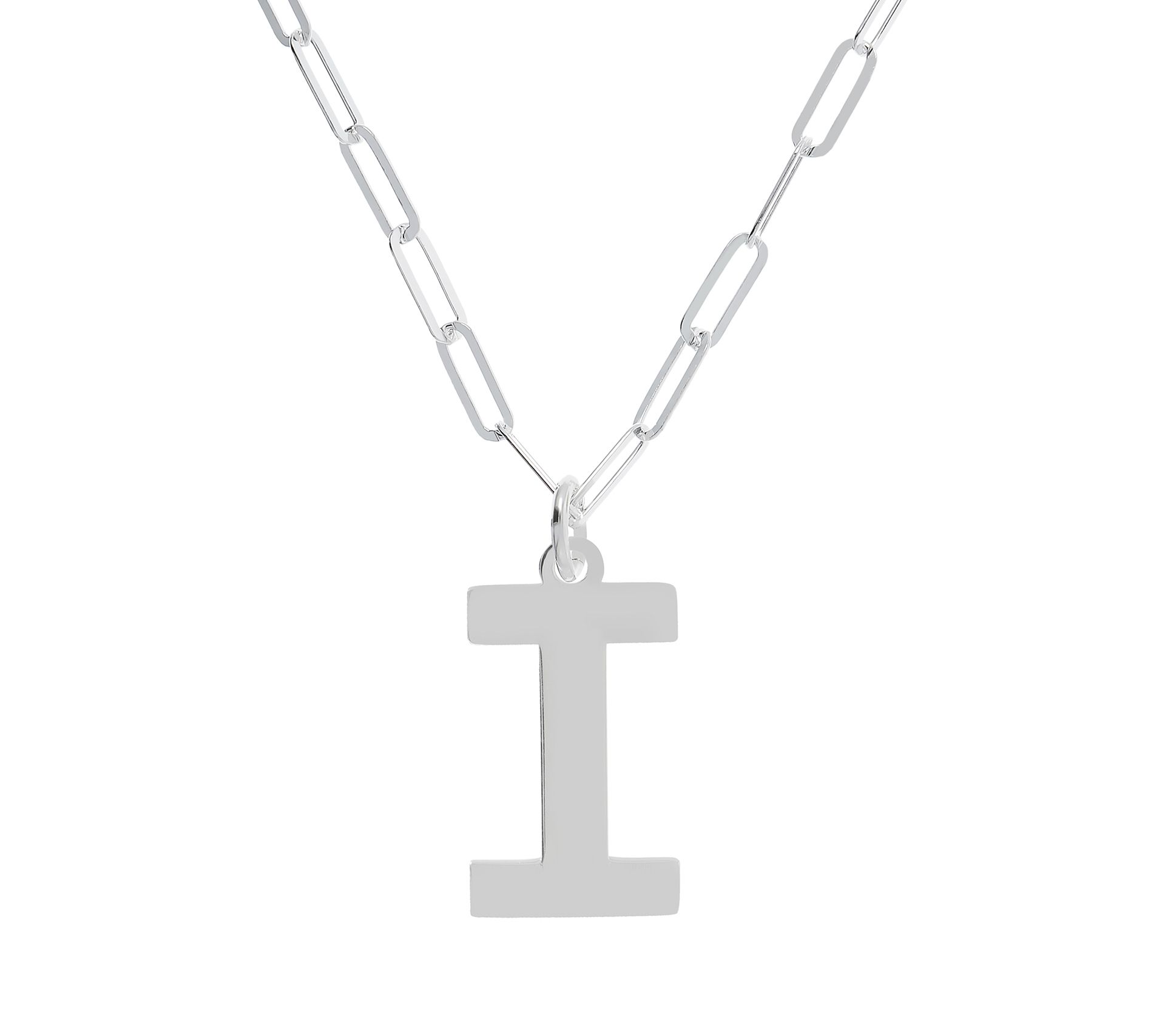 UltraFine Silver Initial Pendant w/ Paperclip L ink Chain