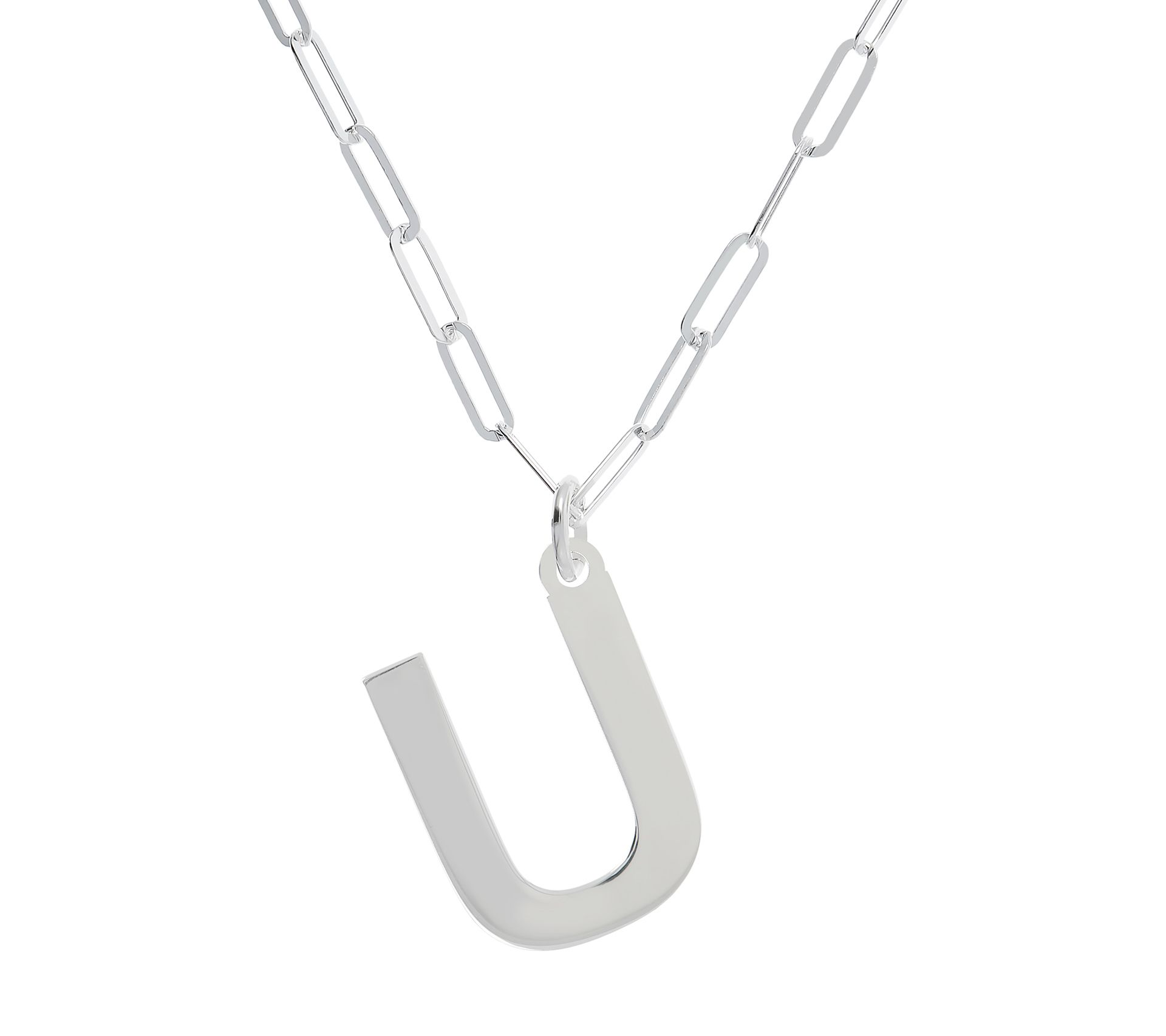 UltraFine Silver Initial Pendant w/ Paperclip L ink Chain
