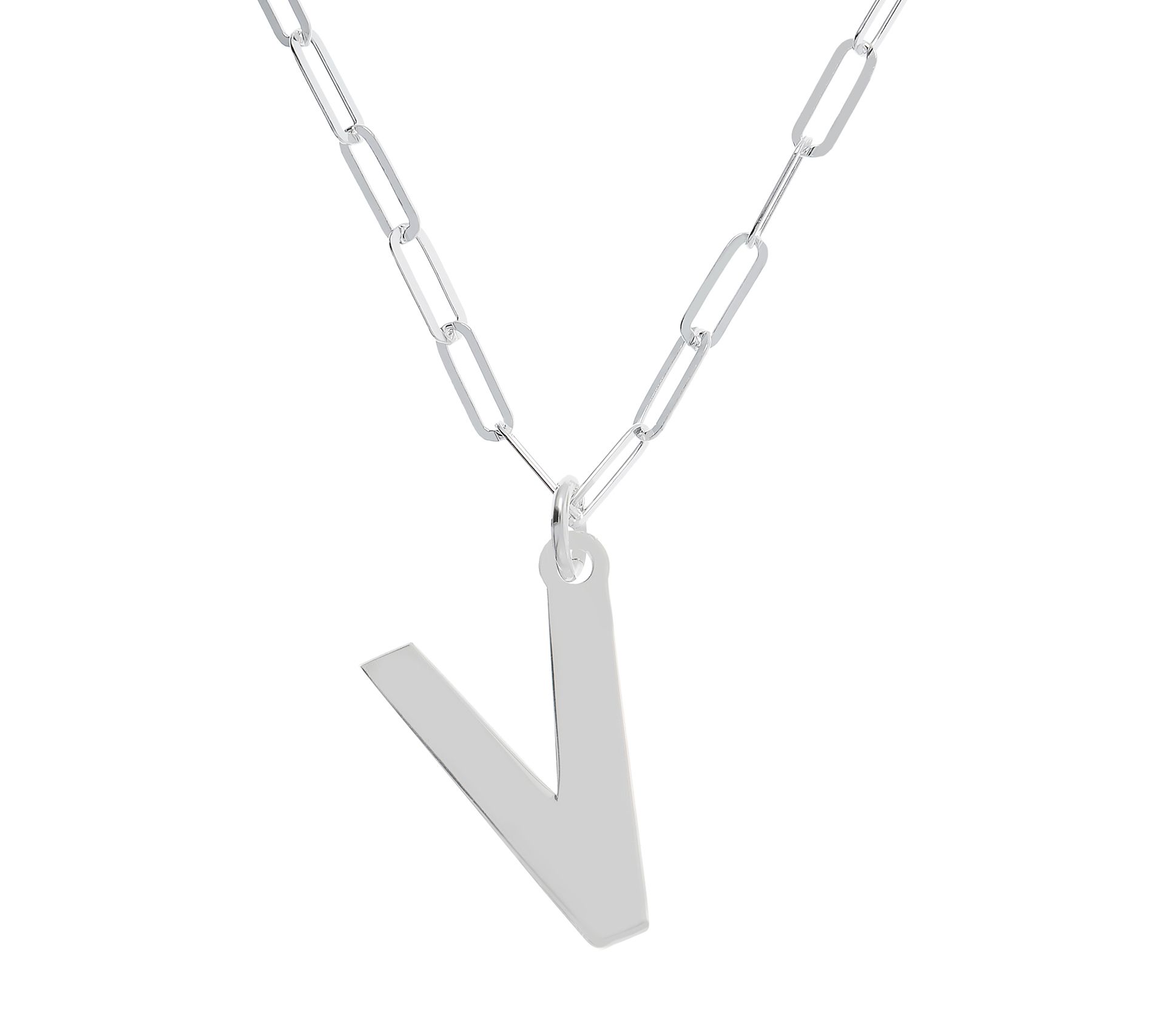 UltraFine Silver Initial Pendant w/ Paperclip L ink Chain