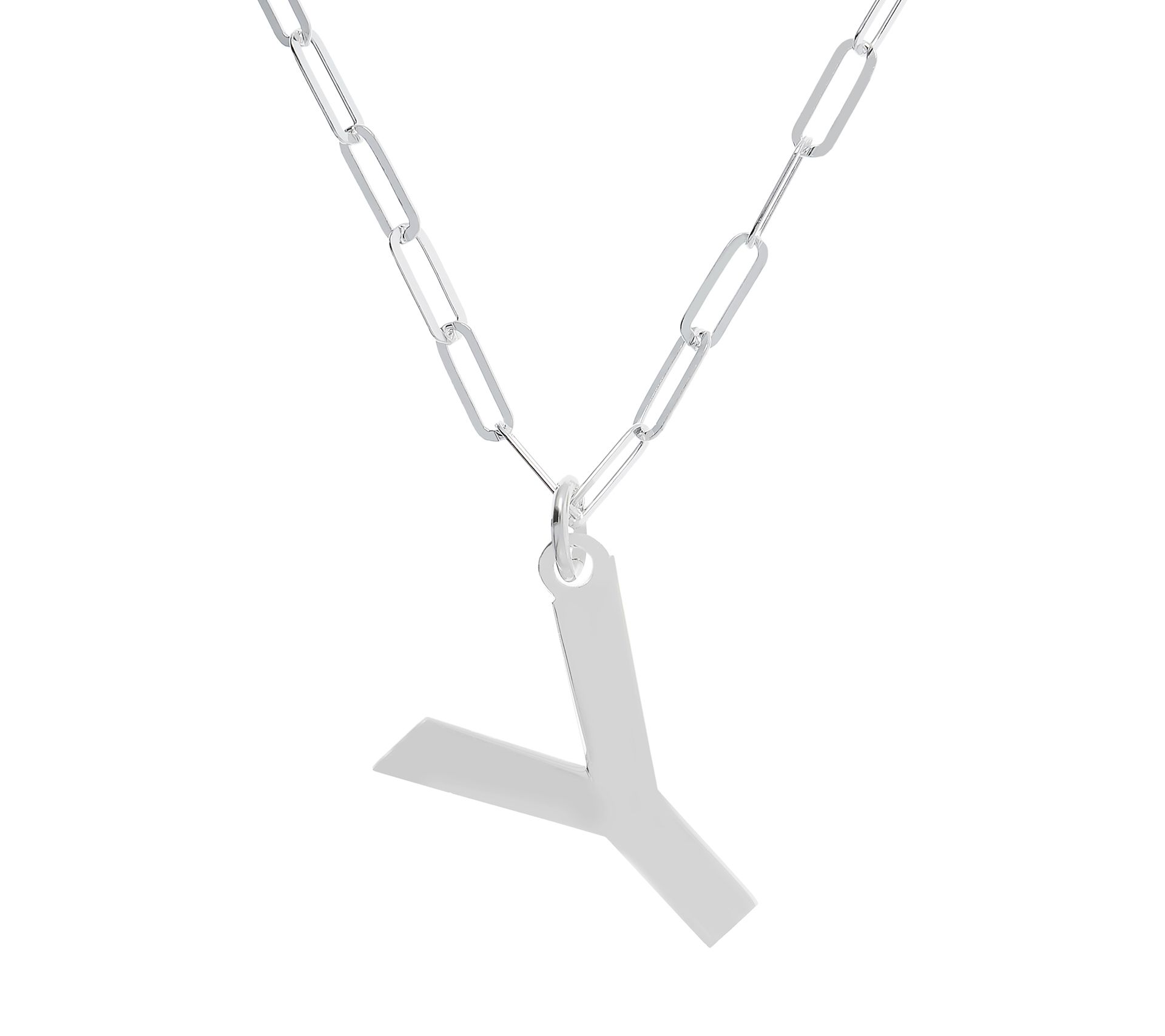 UltraFine Silver Initial Pendant w/ Paperclip L ink Chain