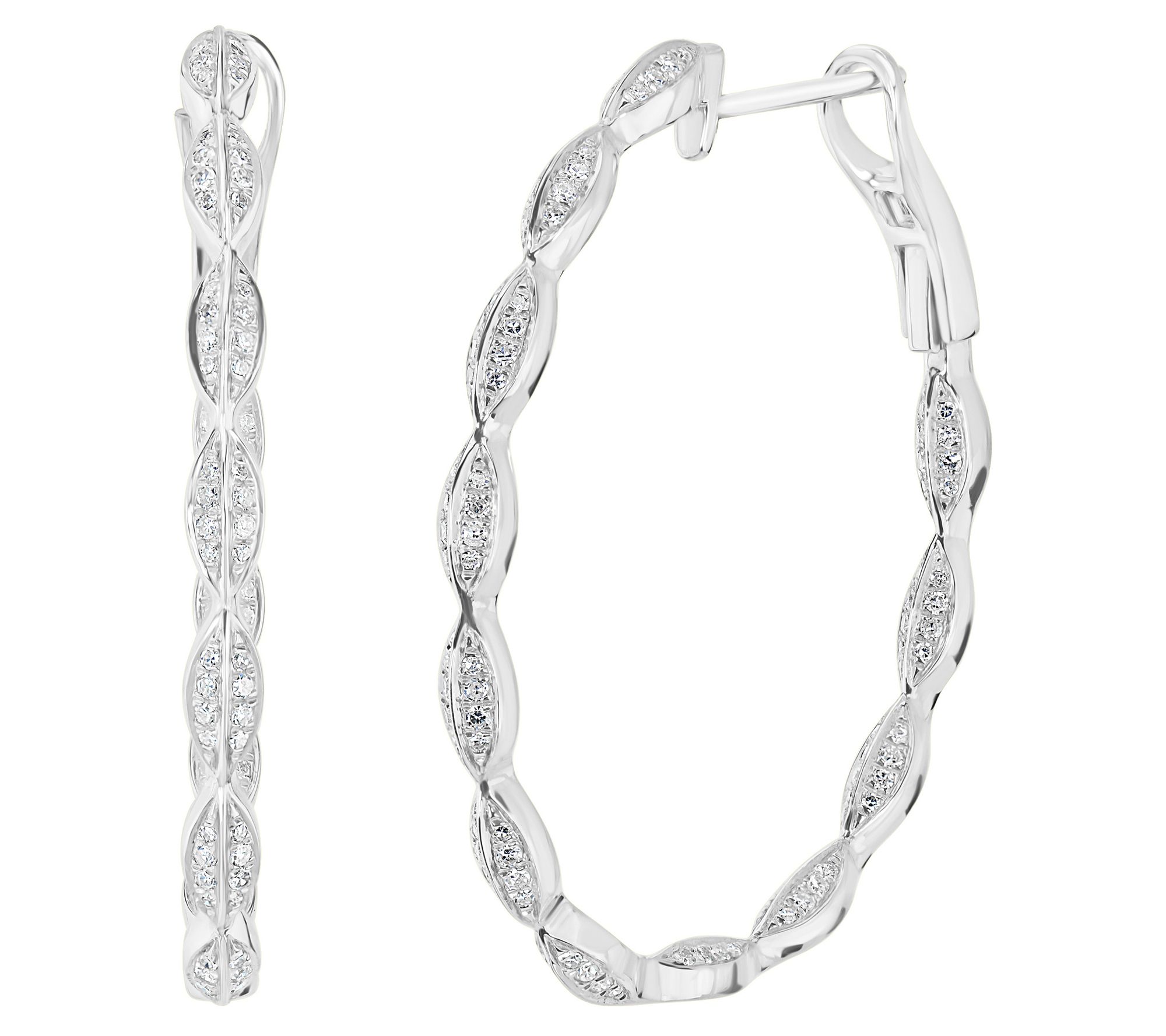 Affinity 0.50 cttw Inside Out Diamond Hoop Earrings, 14K Gold