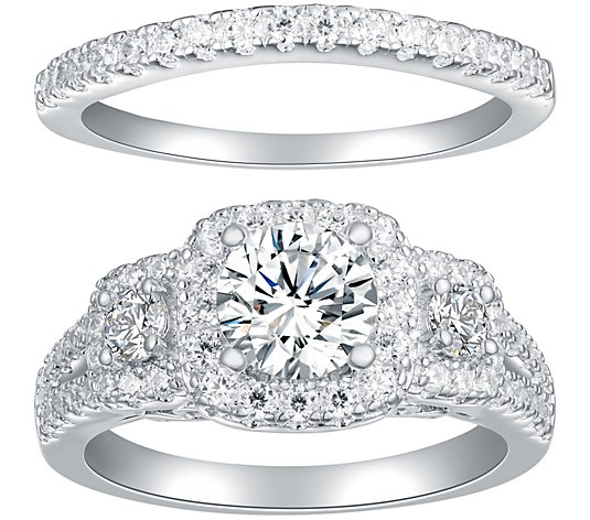Diamonique 1.35 cttw Bridal Ring Set, Sterling Silver