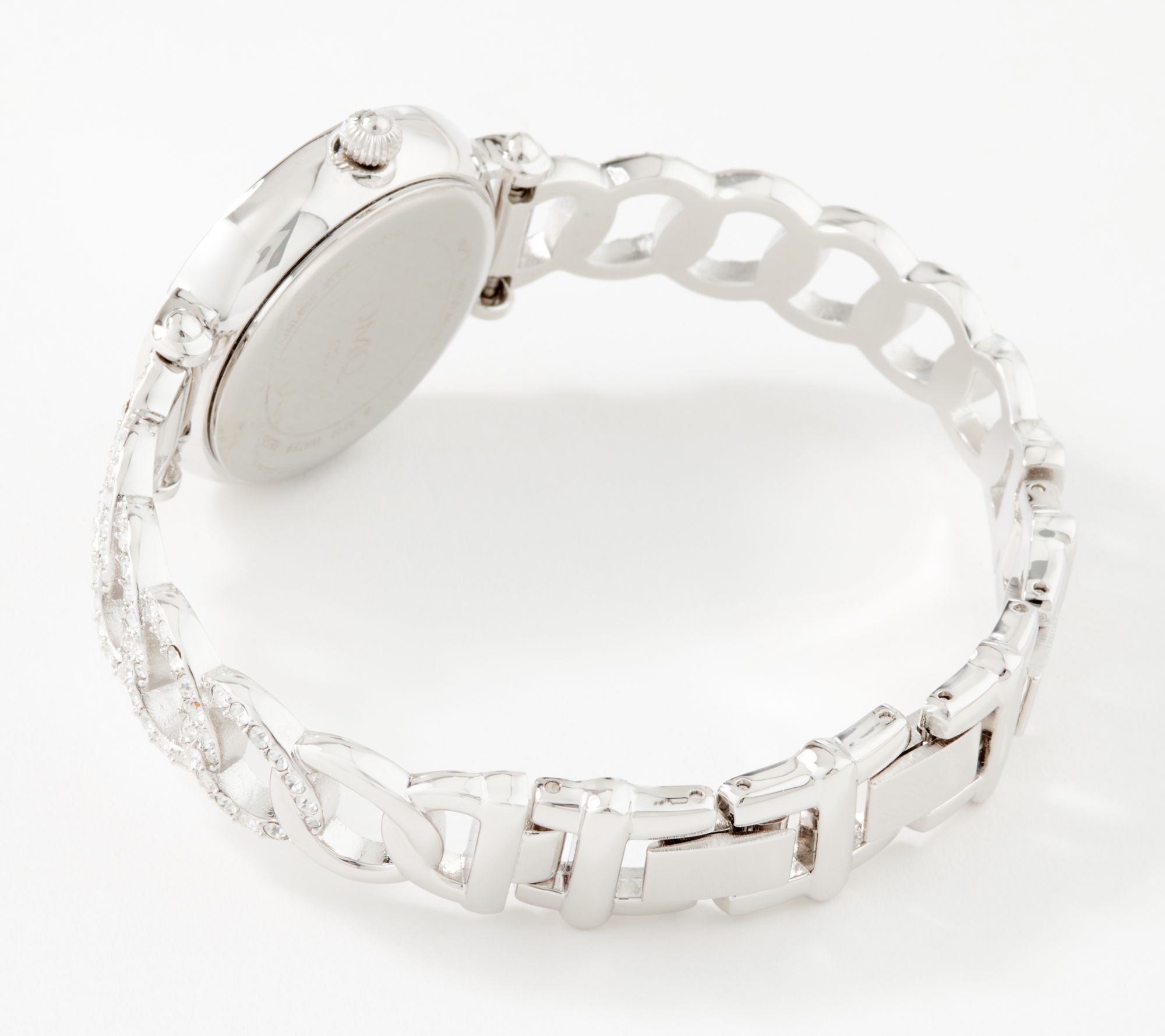 "As Is" Diamonique Pave Chain Link Watch, Stainless Steel