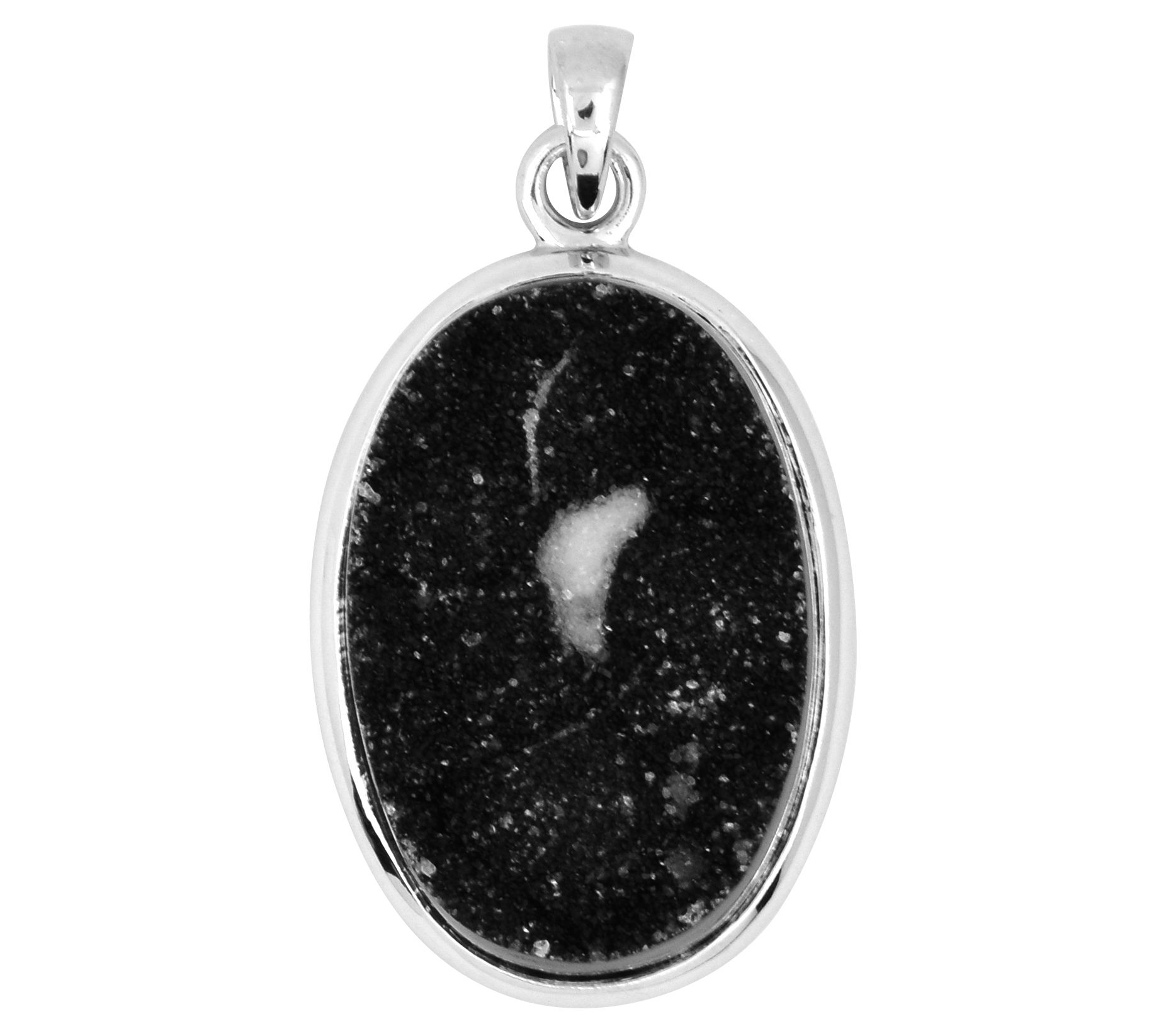 Sterling Silver Pendant w/ Drusy Black Chalcedony