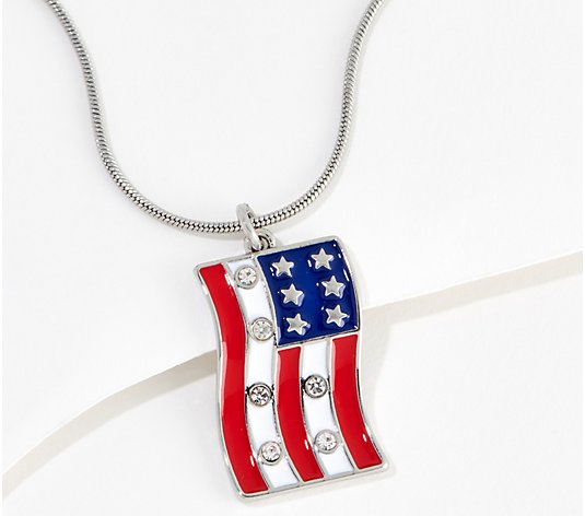 Denim & Co. Americana Choice of Shape Pendant Necklace