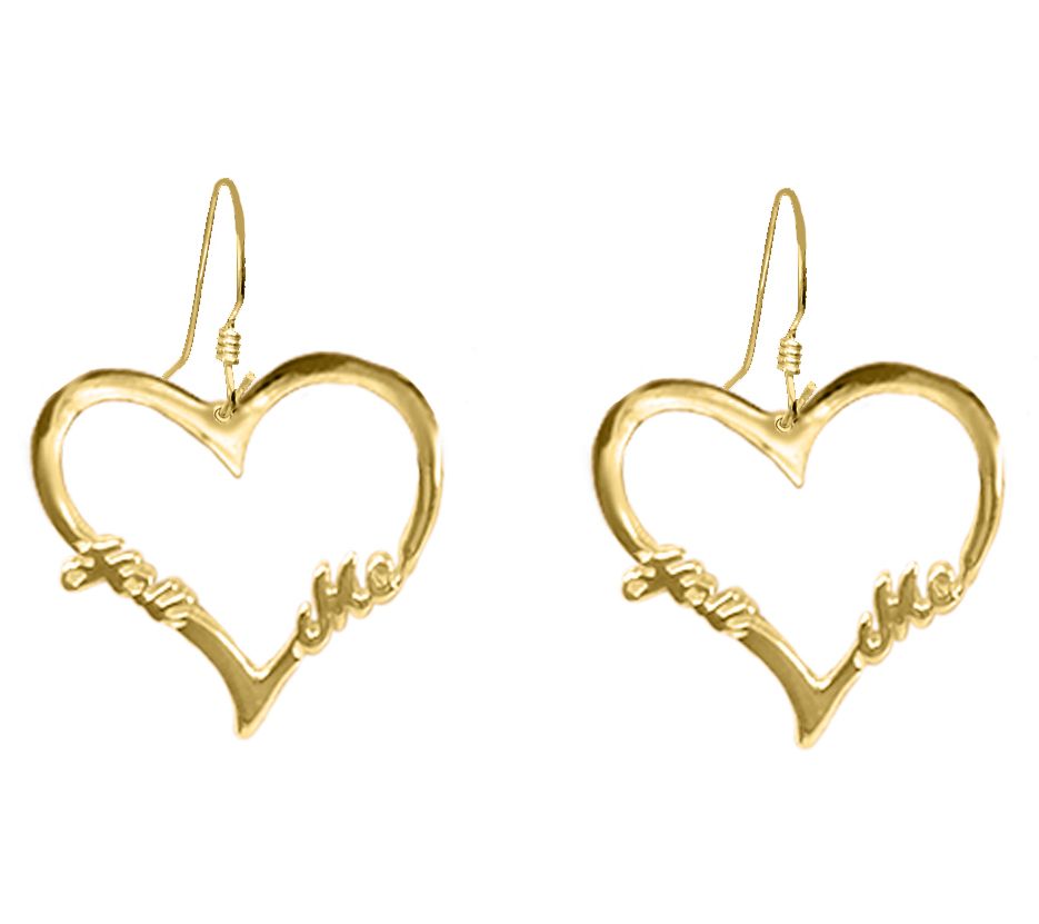 14K Gold Plated Open Heart 'You Love Me' Earrings