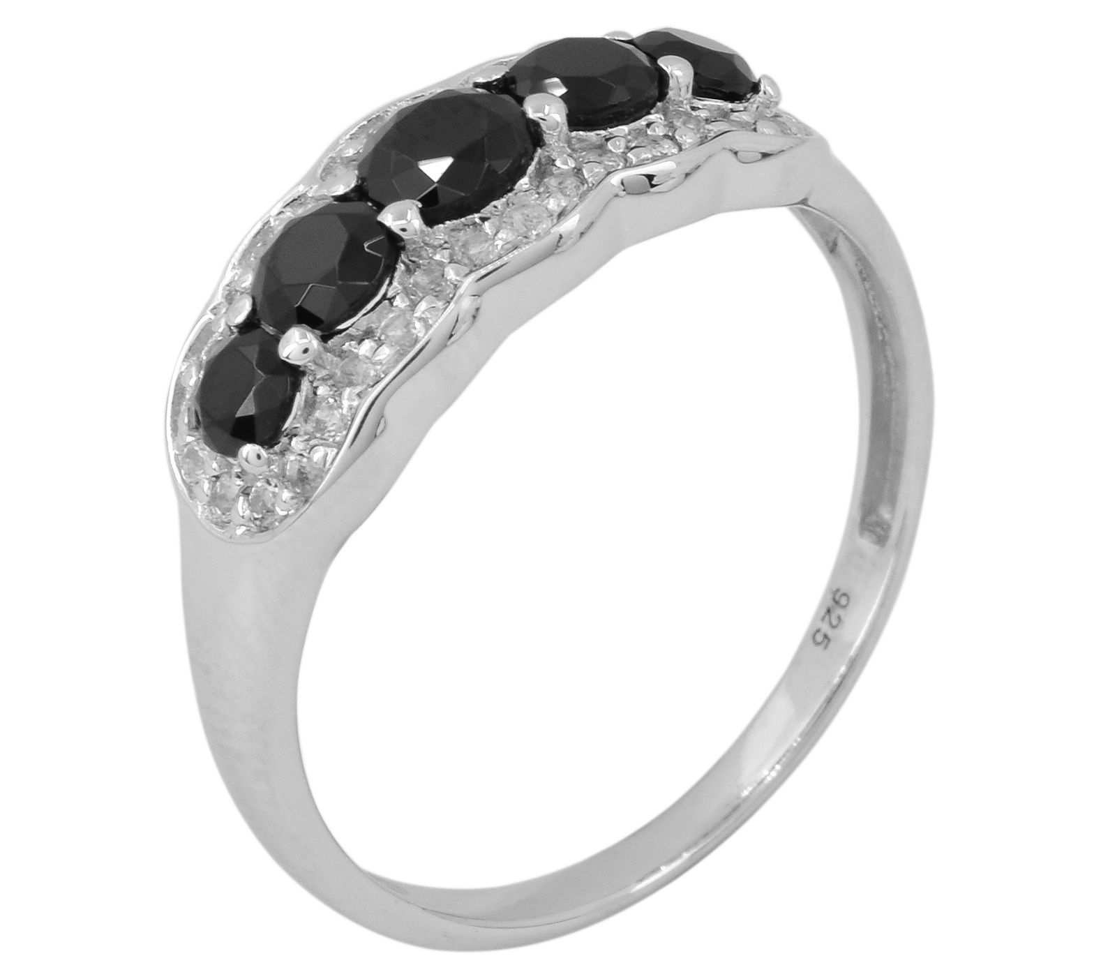 Affinity Gems Black Spinel & White Topaz Ring, Sterling Silver