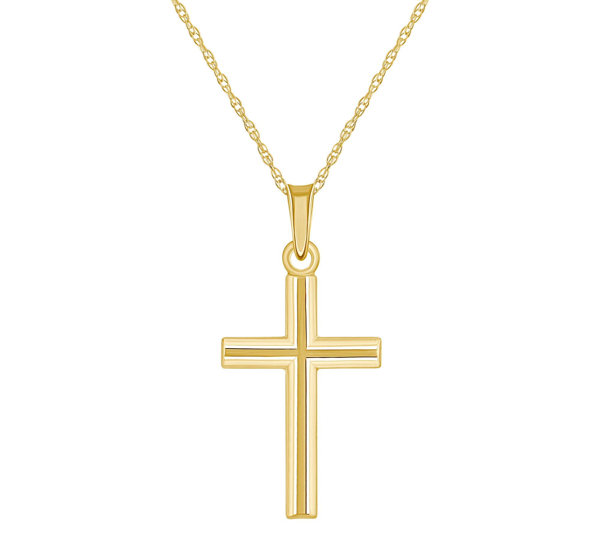 14K Gold 3/4" Cross Pendant w/ Chain