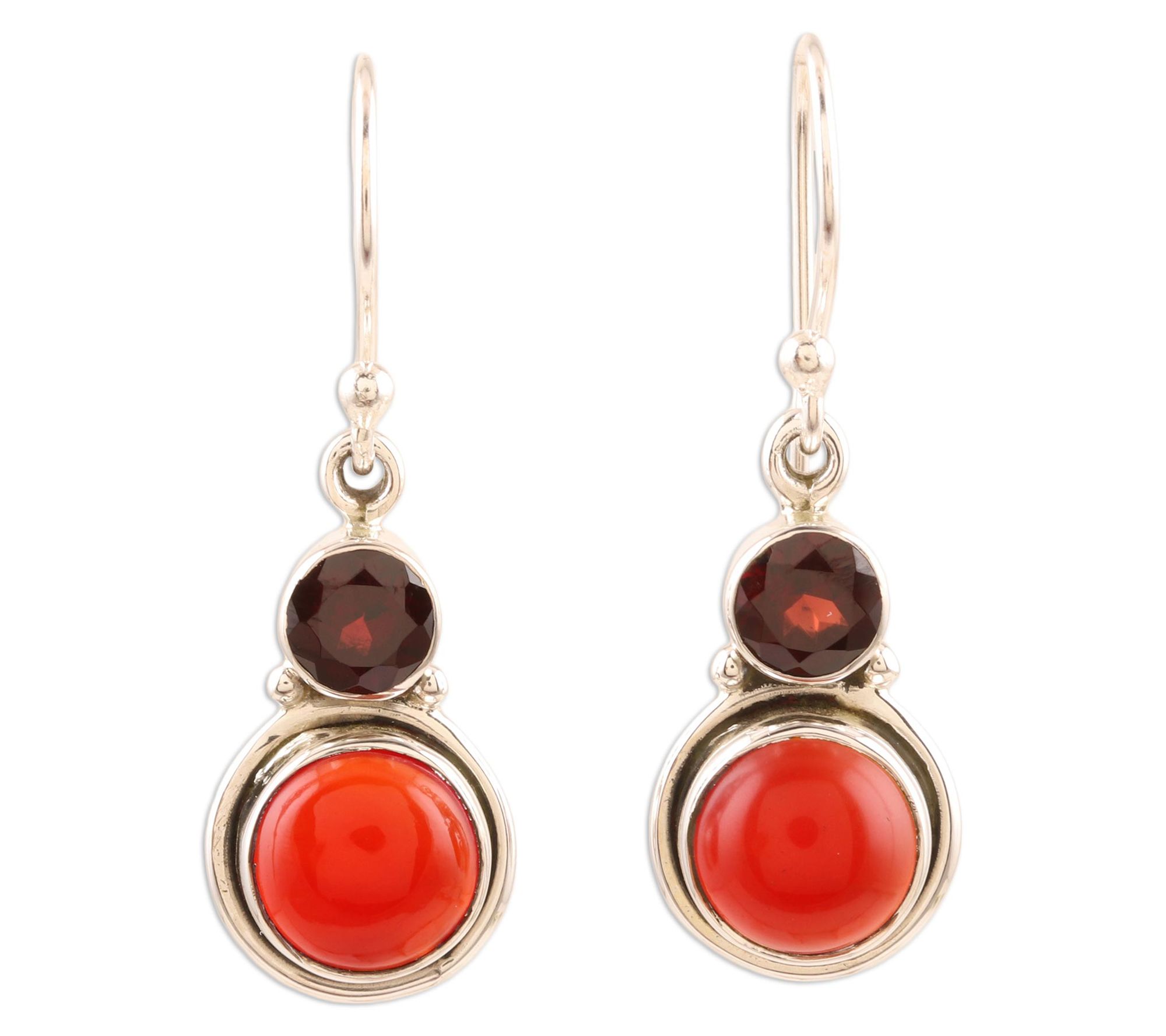 Novica Artisan Crafted Sterling Garnet & Carnelian Earrings