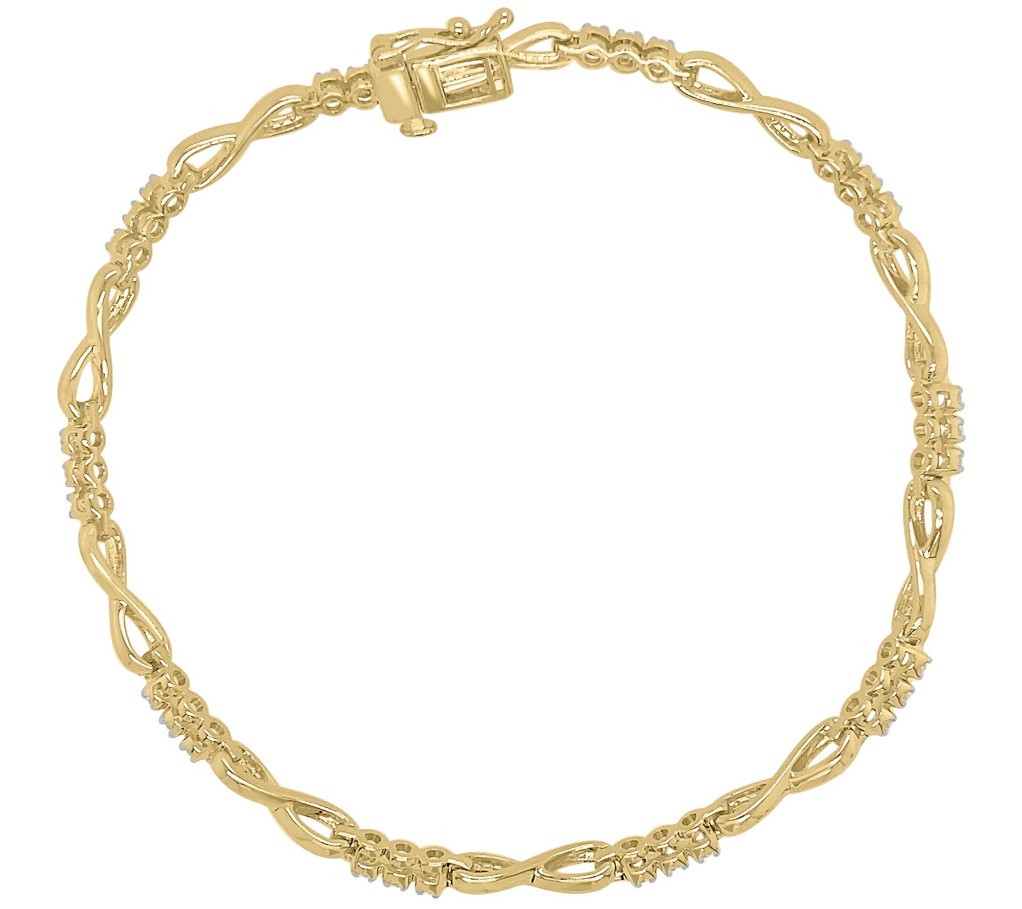 0.50 cttw Diamond Infinity Bracelet, 14K Gold Plated - QVC.com