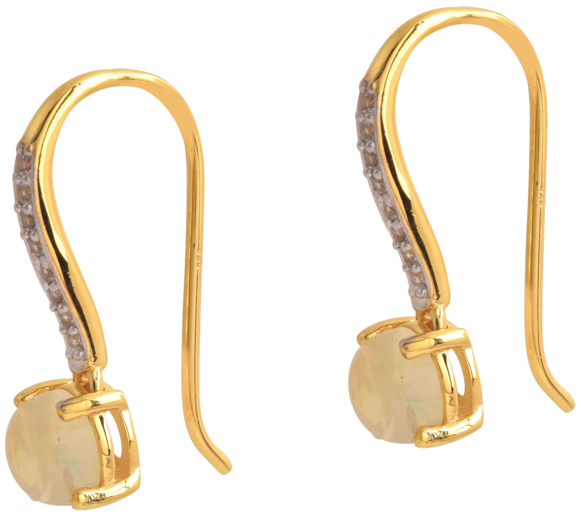 Affinity Gems Opal & White Topaz Earrings, 14 KGold Plated