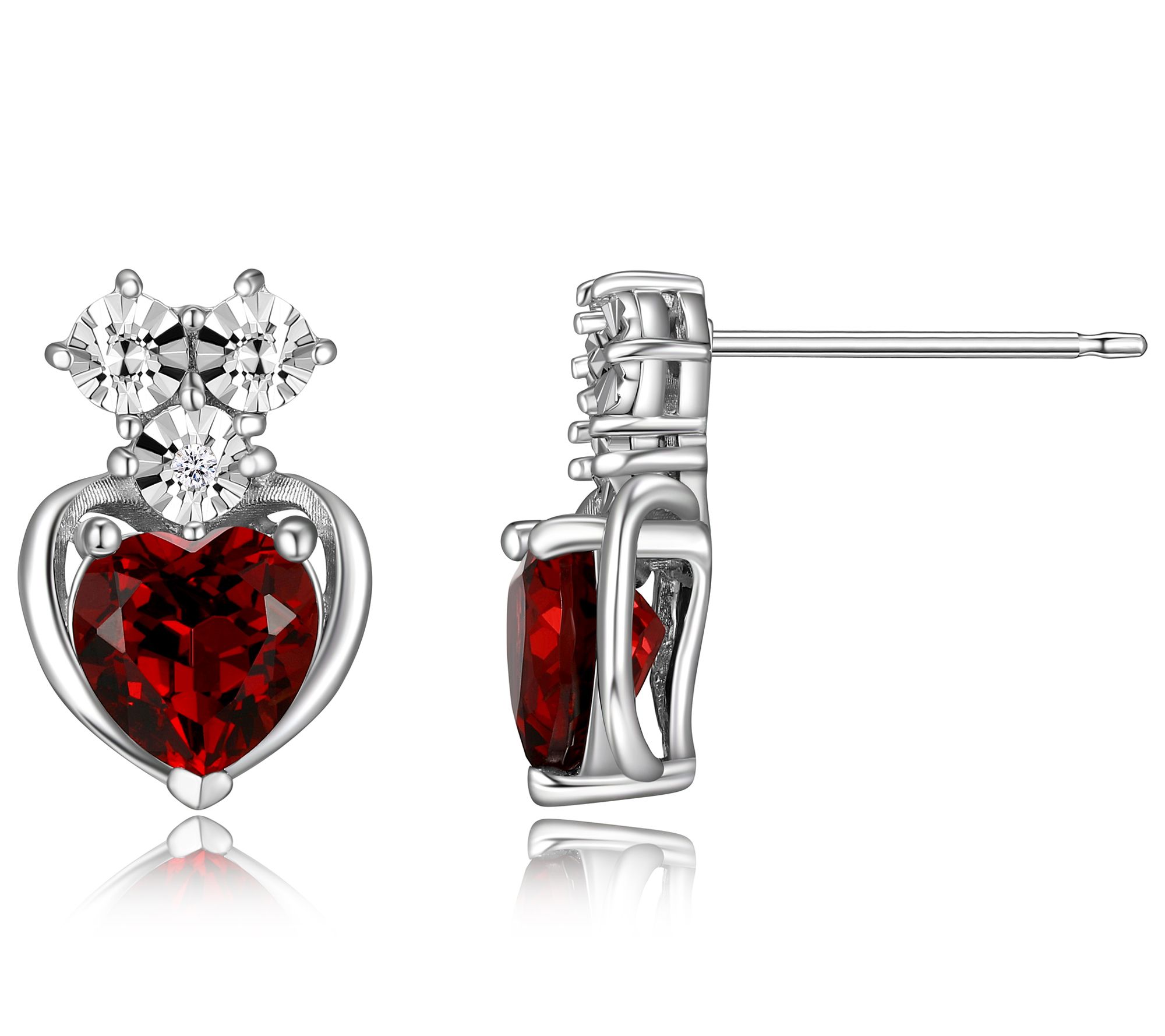 Affinity Gems Heart Garnet & Diamond Earrings, Sterling