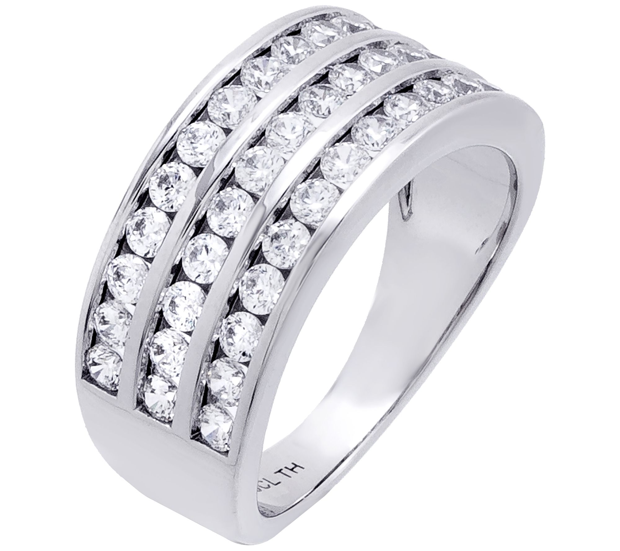 Diamonique 1.35 cttw Multi-Row Band Ring, Sterl ng Silver