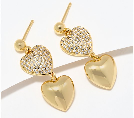 Diamonique x Lisa Freede Double Puffed Heart Earrings - QVC.com