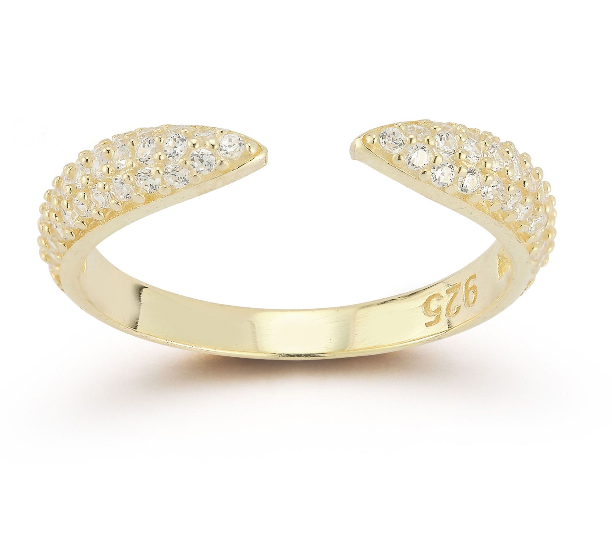 Sterlina Silver Open Claw Pave Cuff Ring, Sterling