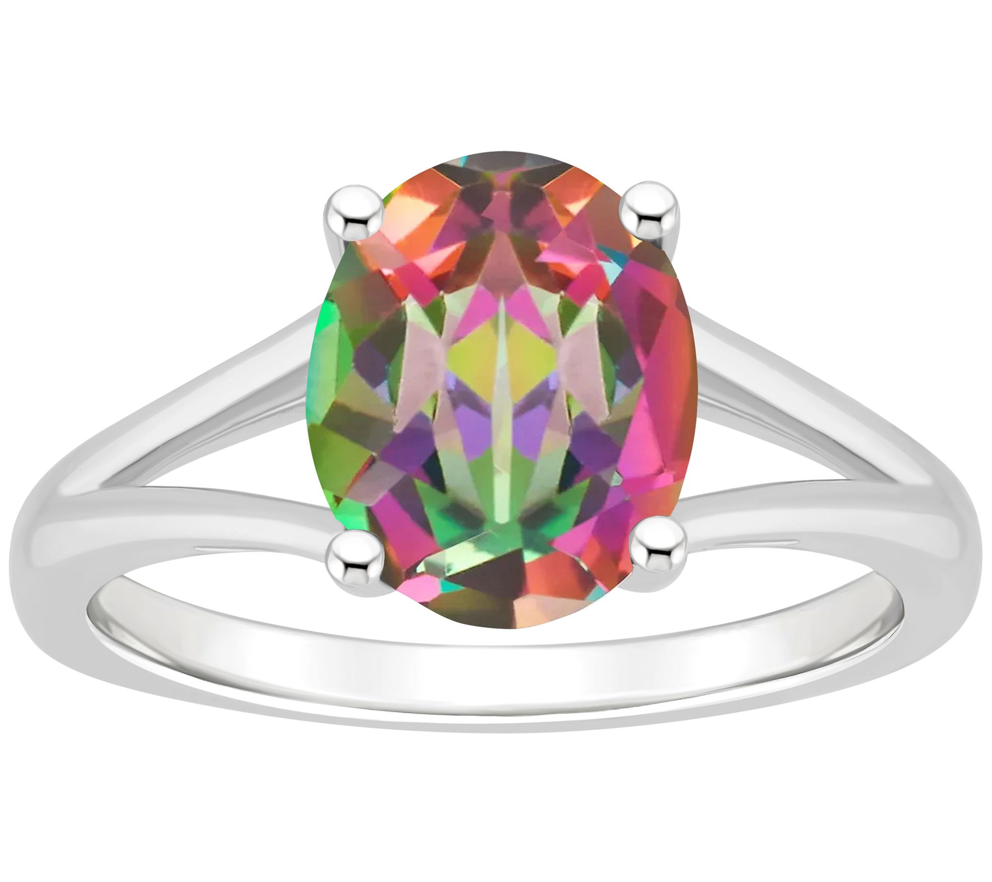 Affinity Gems Oval Topaz Split Shank Ring, Sterling Silver