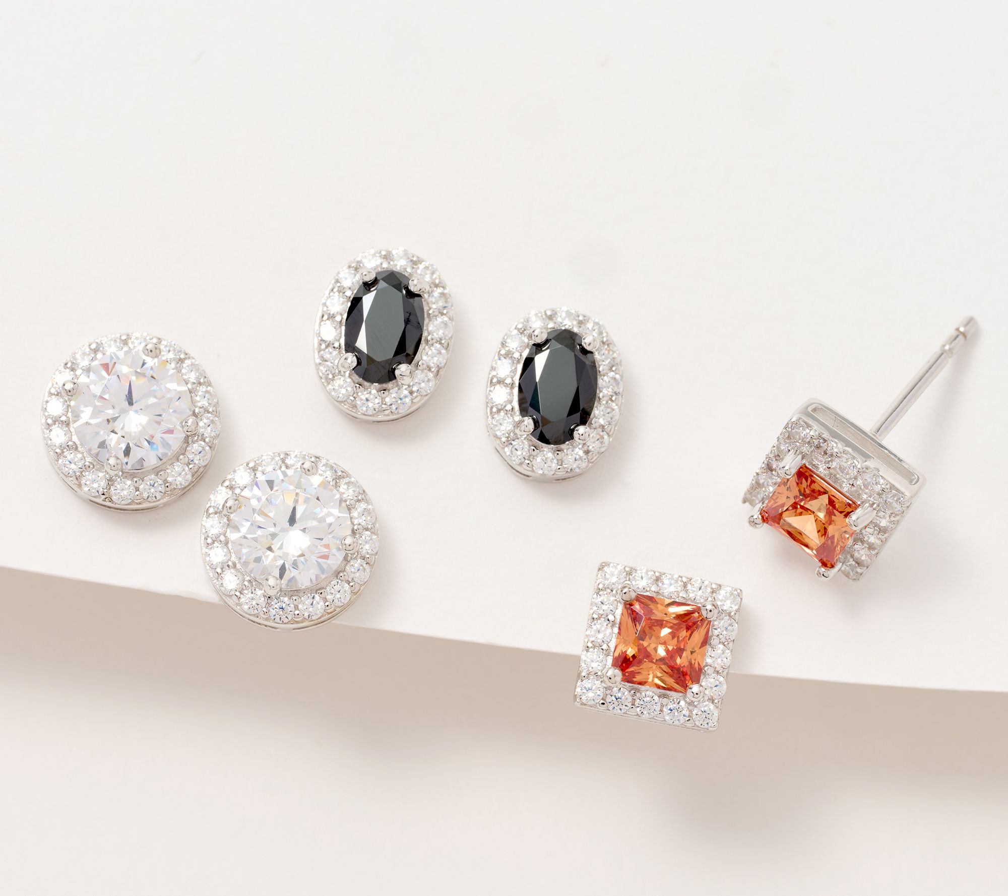 Diamonique x Kathy Levine All About the Halo Stud Set, Sterling Silver